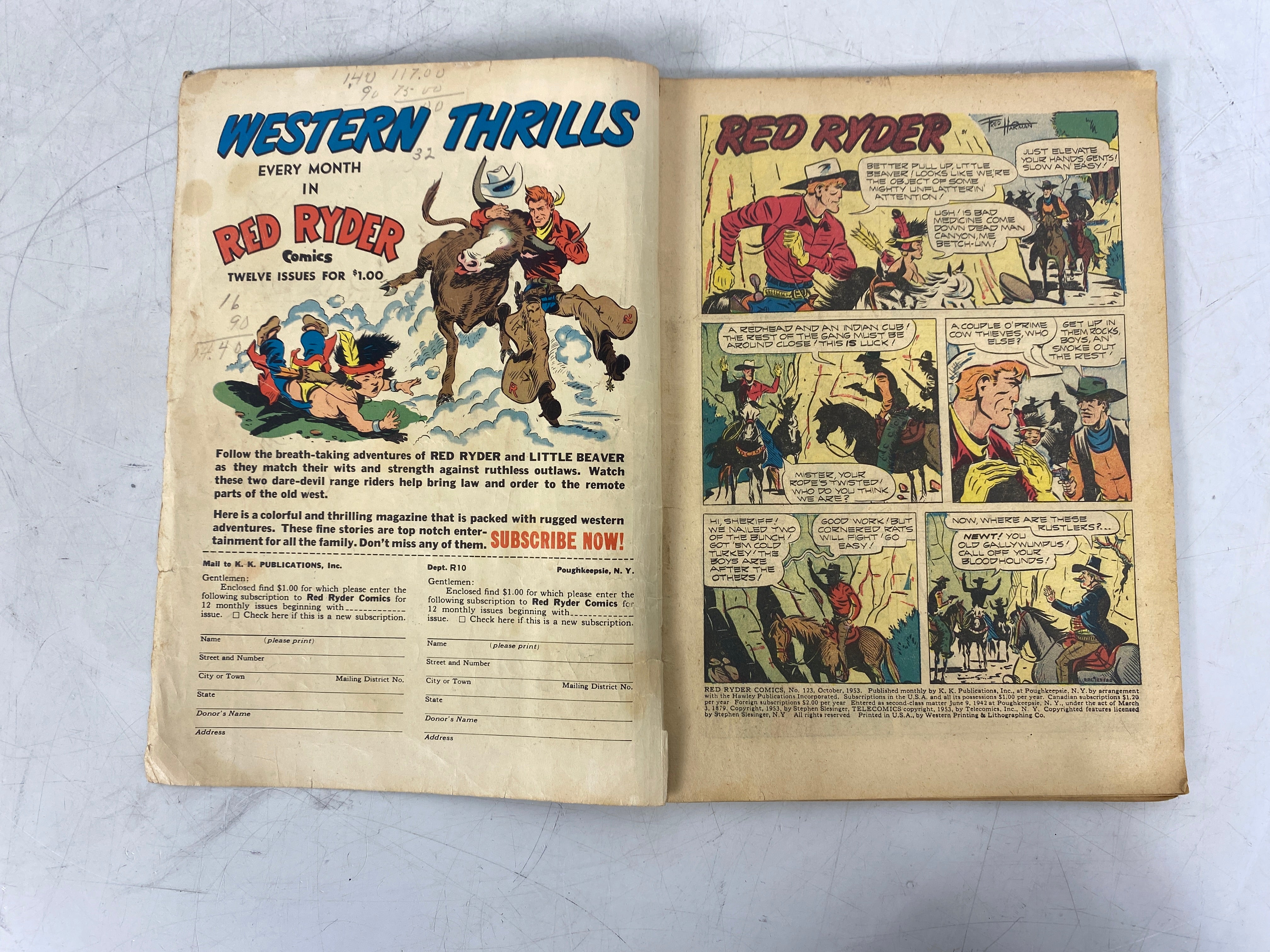 Dell Comics Lot of Red Ryder (1953) and Rusty Riley (1953) Western