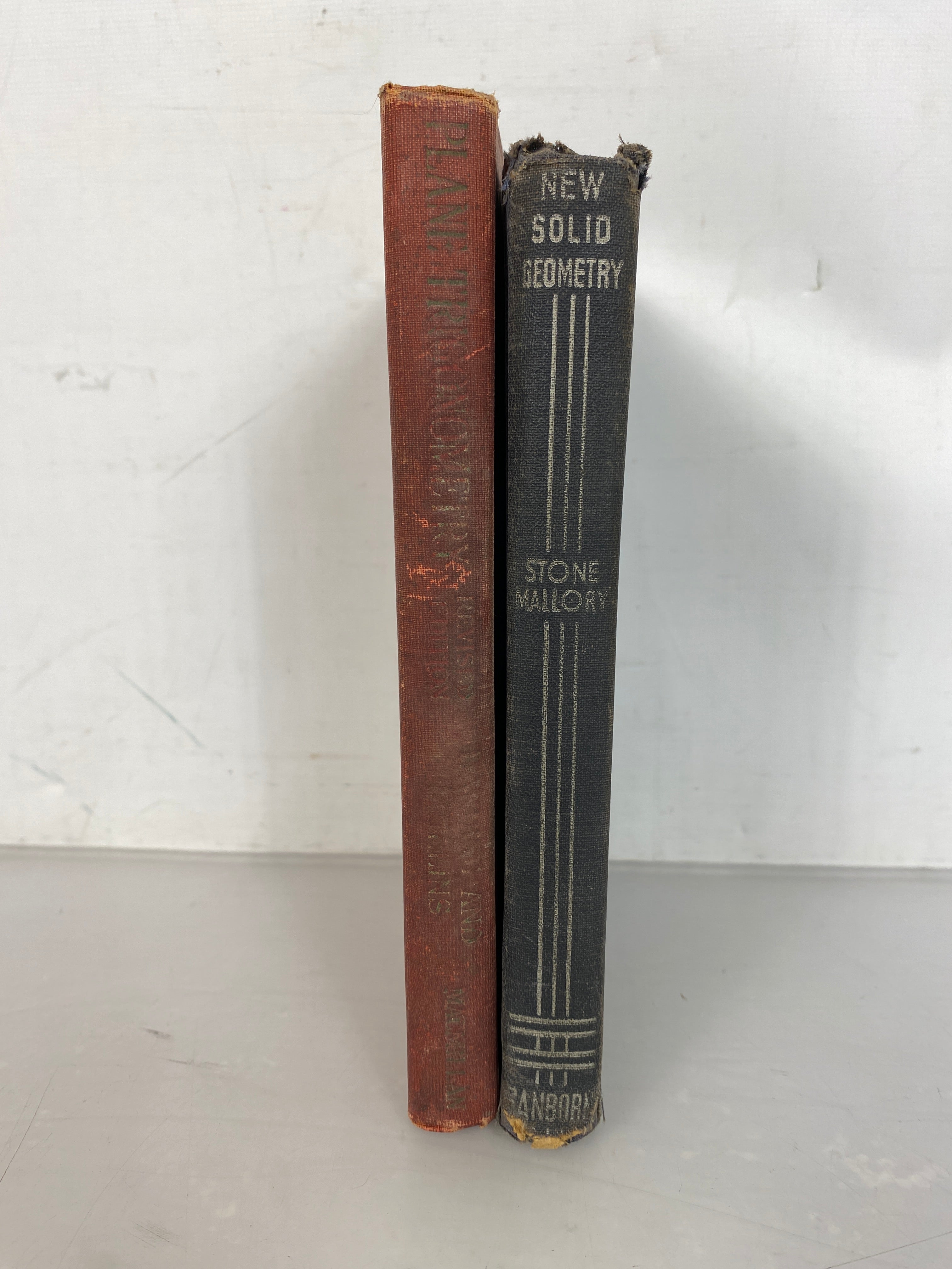 Lot of 2 Vintage Math Texts: New Solid Geometry and Plane Trigonometry (1937) HC