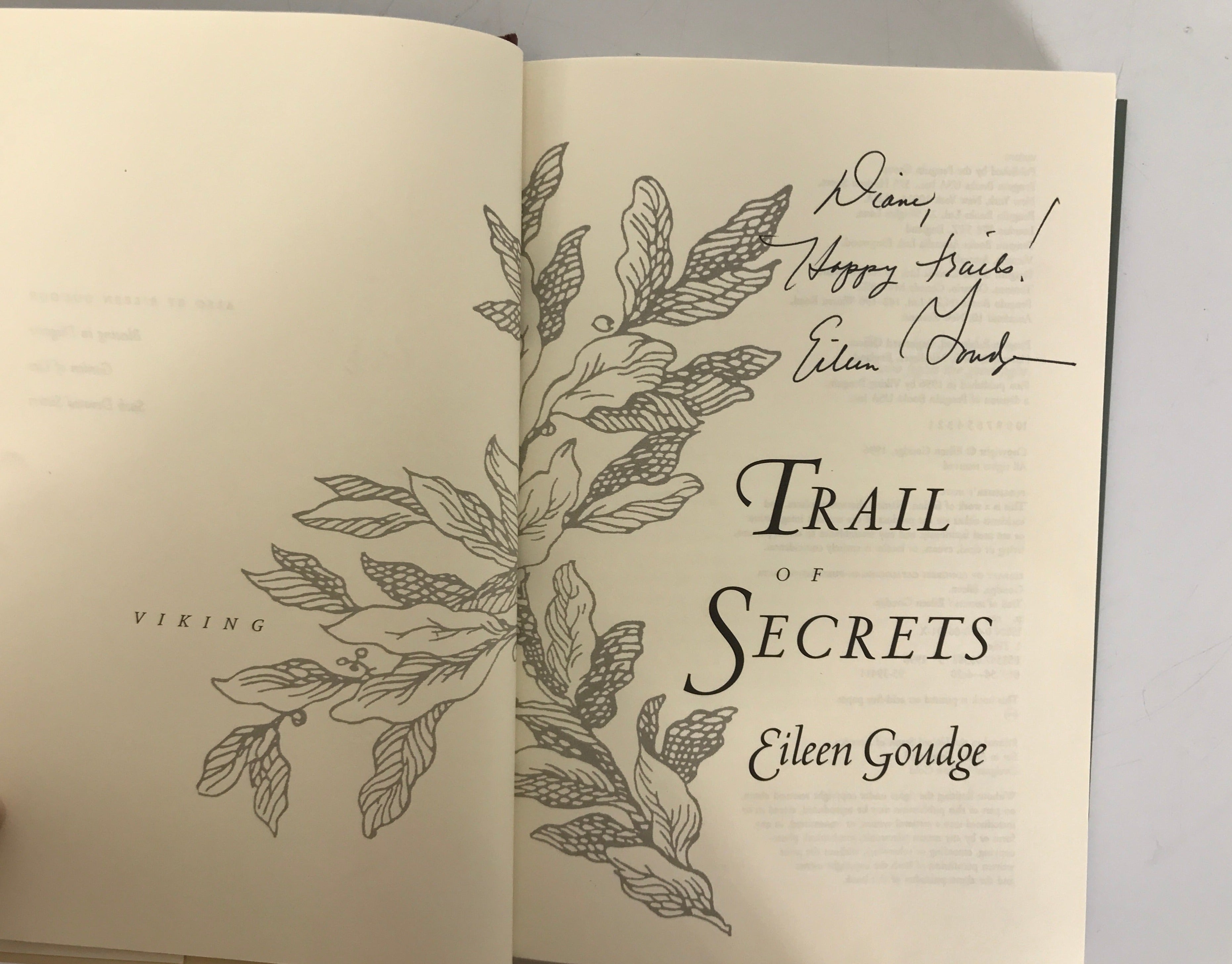 Signed First Edition Trail of Secrets by Eileen Goudge 1996 HC DJ