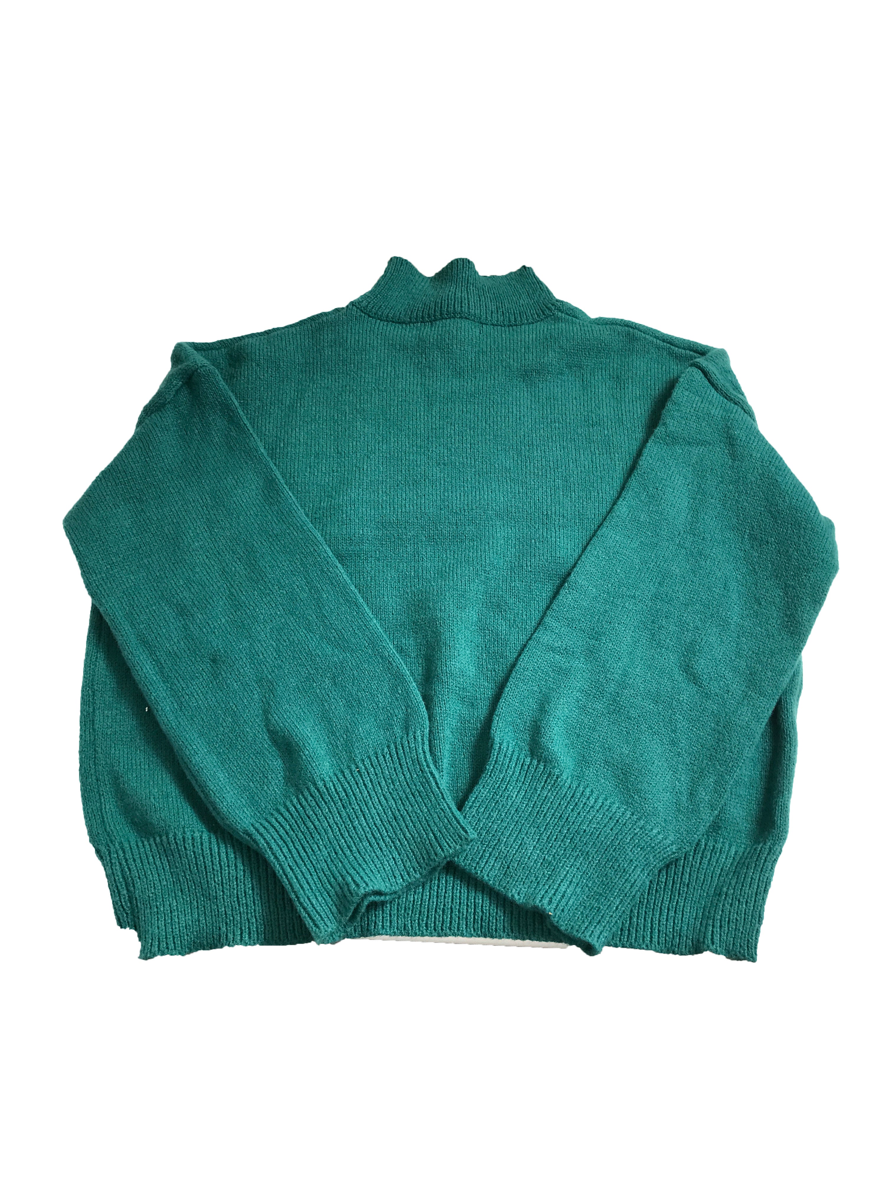 Green Knitted "NDSU" Sweater with Mock Neck Unisex L