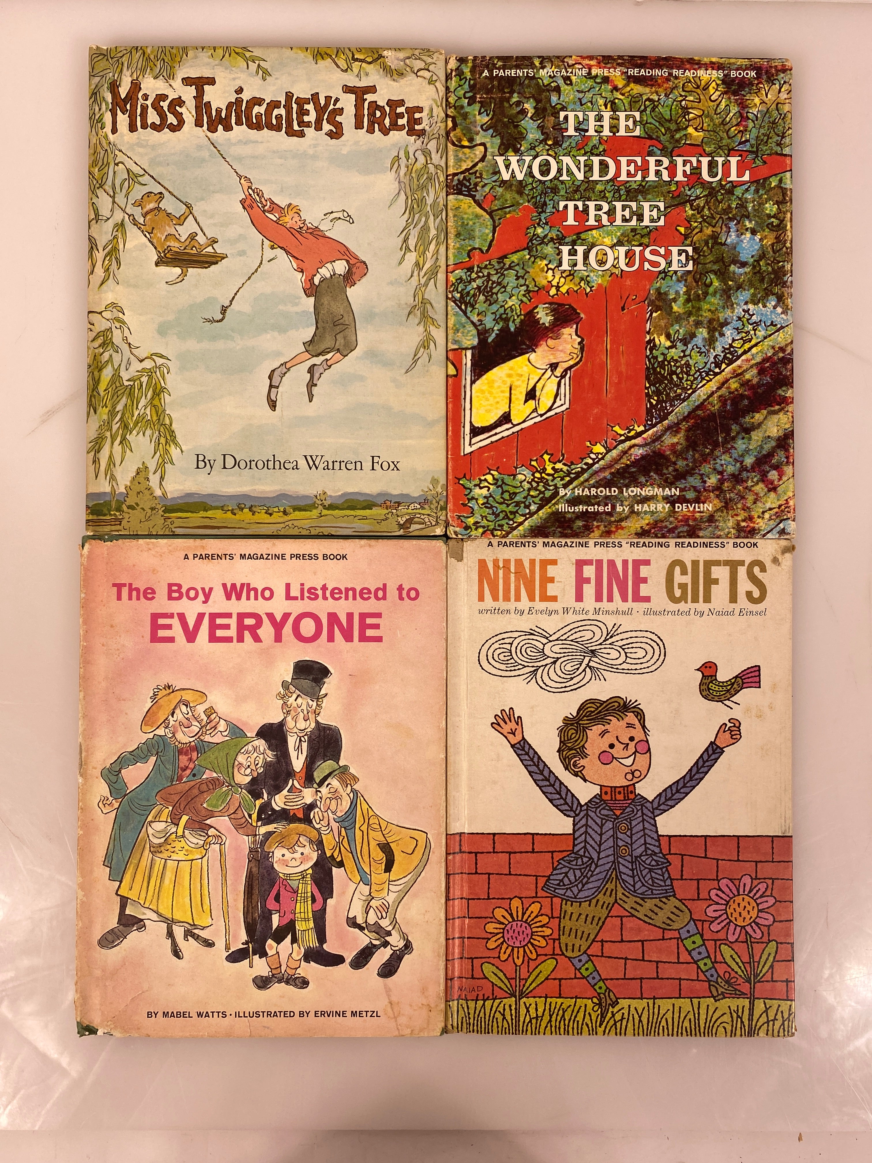 4 Vtg Parents' Magazine Press incl Miss Twiggley's Tree/Wonderful Tree House HC