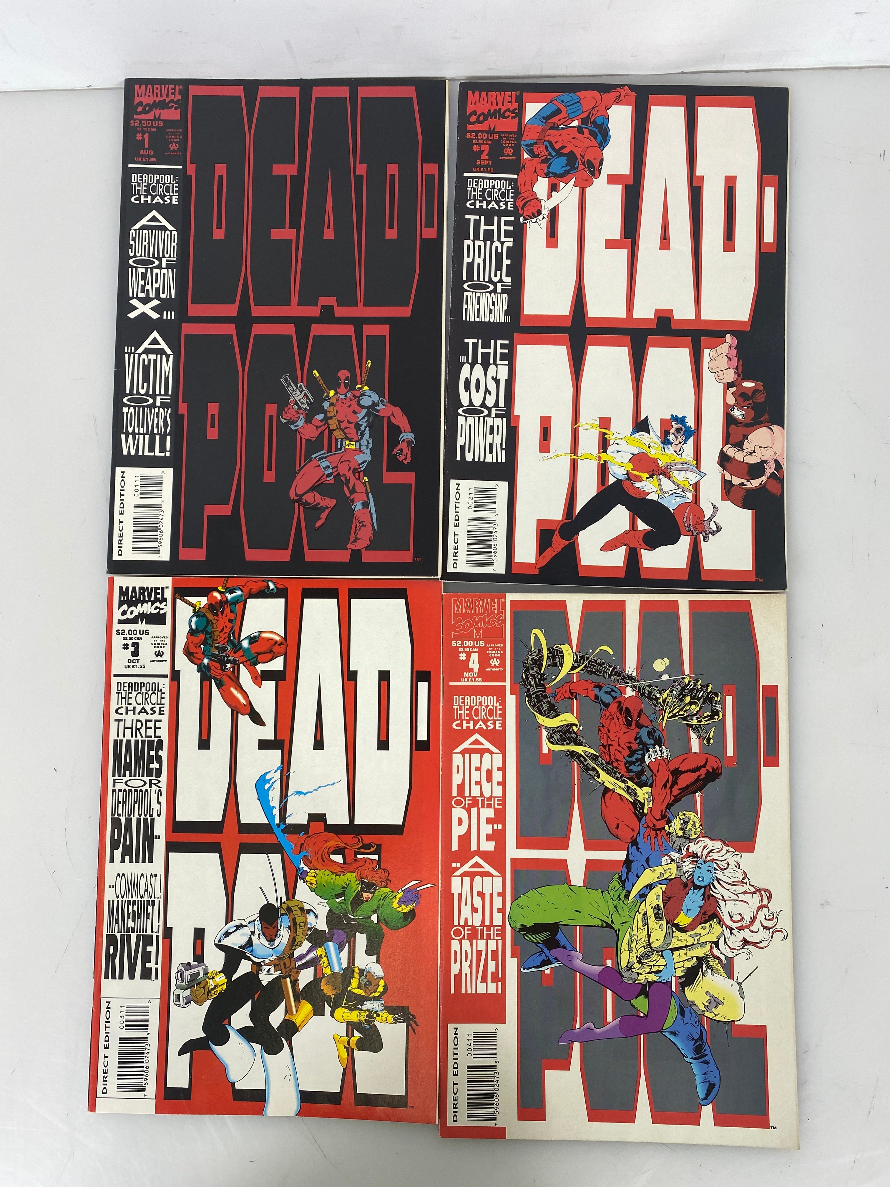 Lot of 4 Deadpool Marvel Comics Circle Chase 1-4 1993