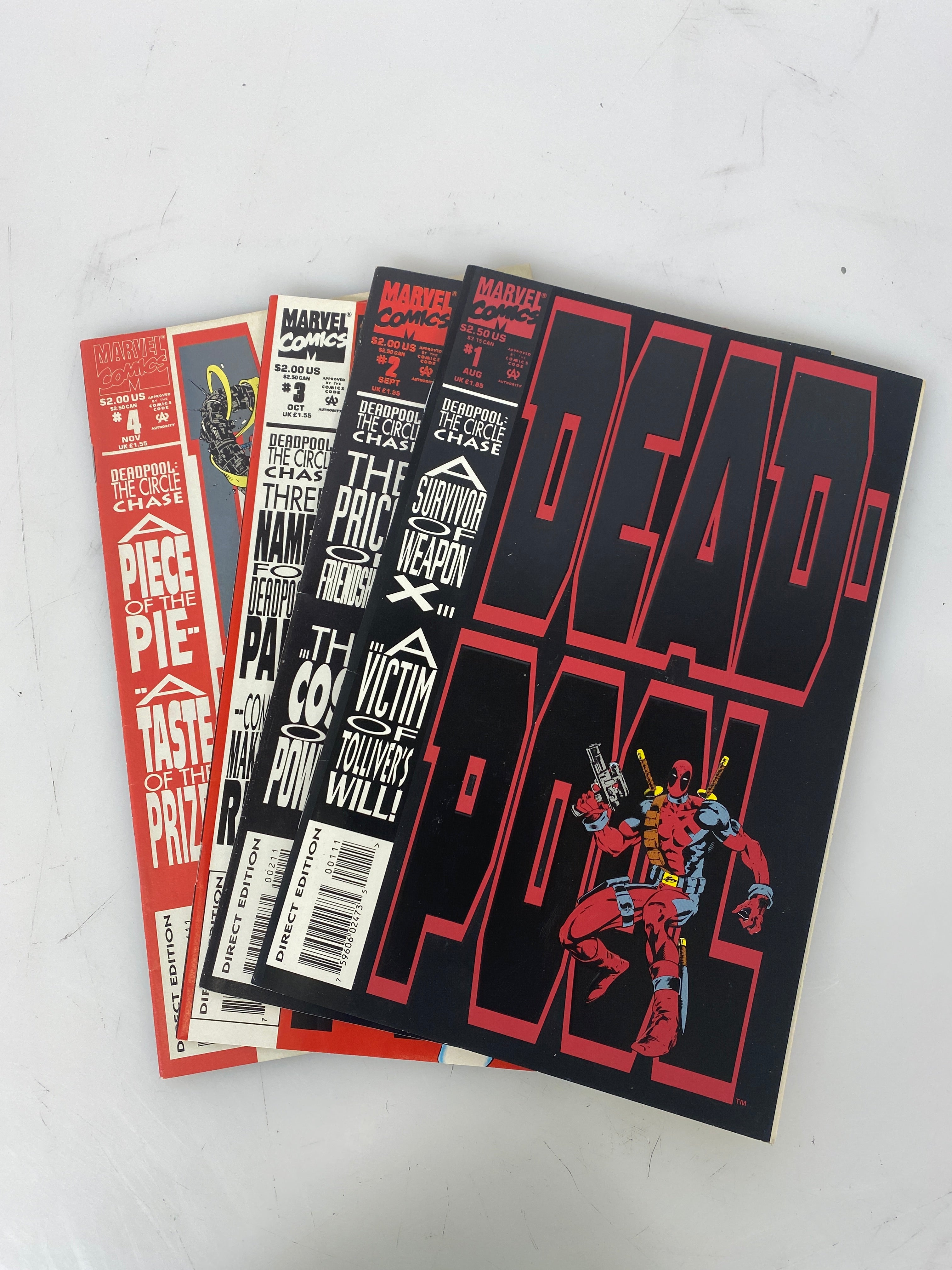 Lot of 4 Deadpool Marvel Comics Circle Chase 1-4 1993