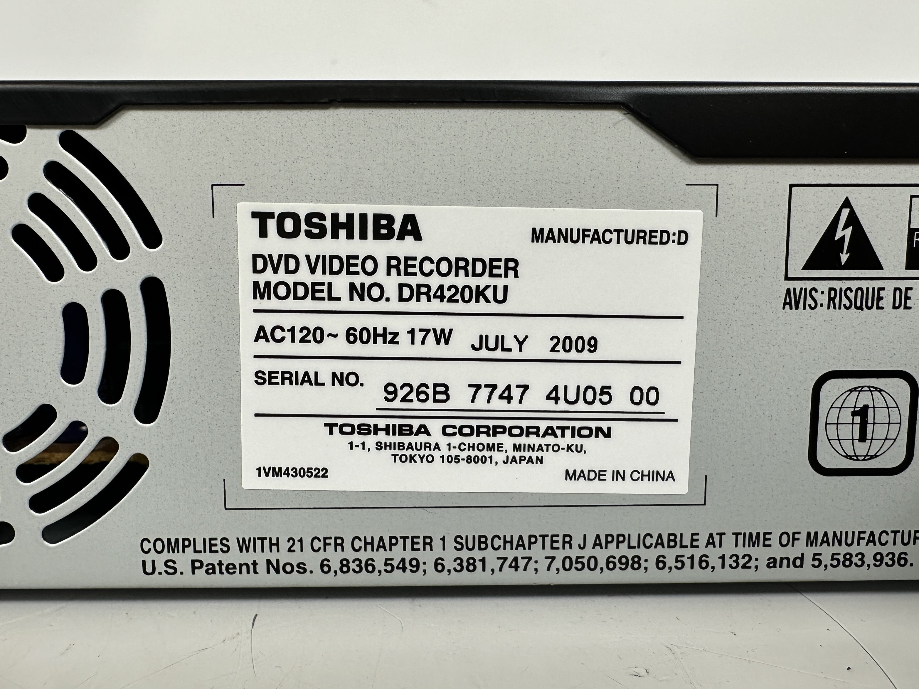 Toshiba DR420KU DVD Video Recorder