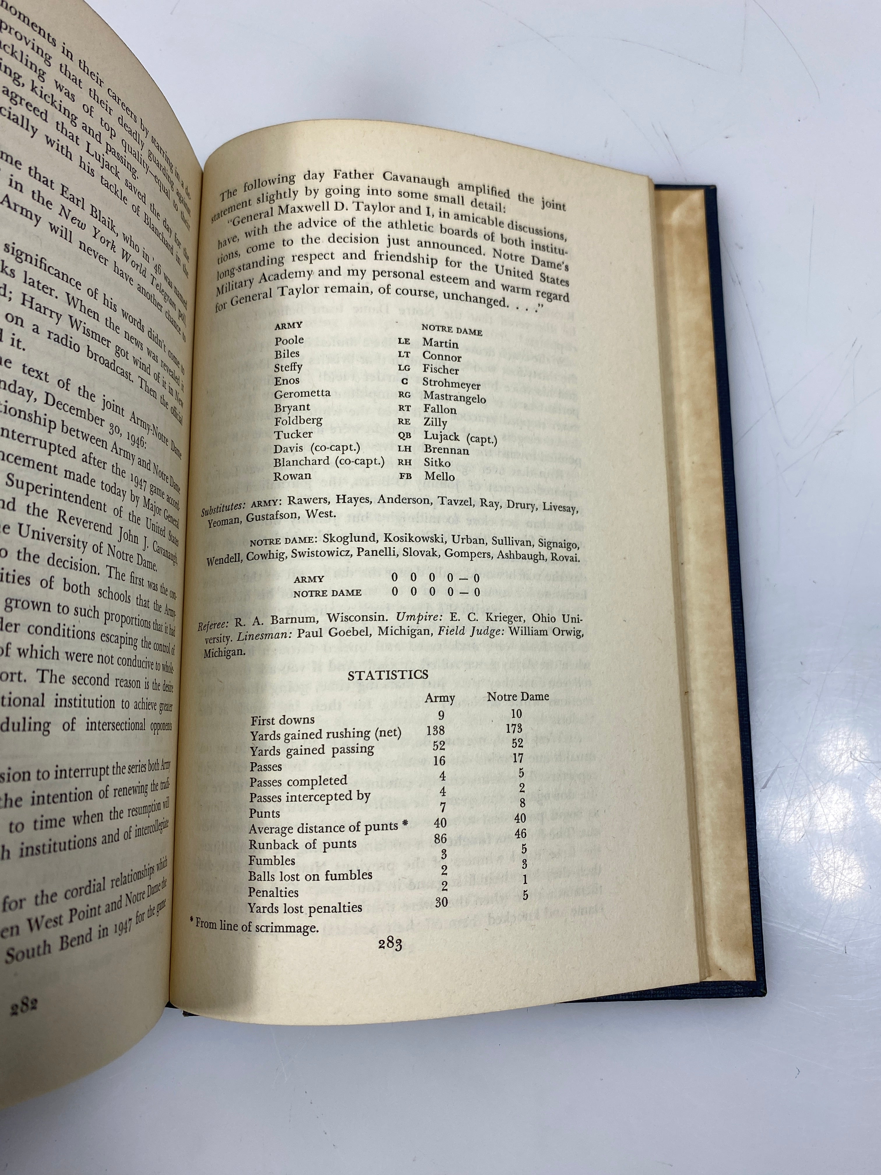 Army vs. Notre Dame Big Game 1913-1947 1st Ed. 1948 HC