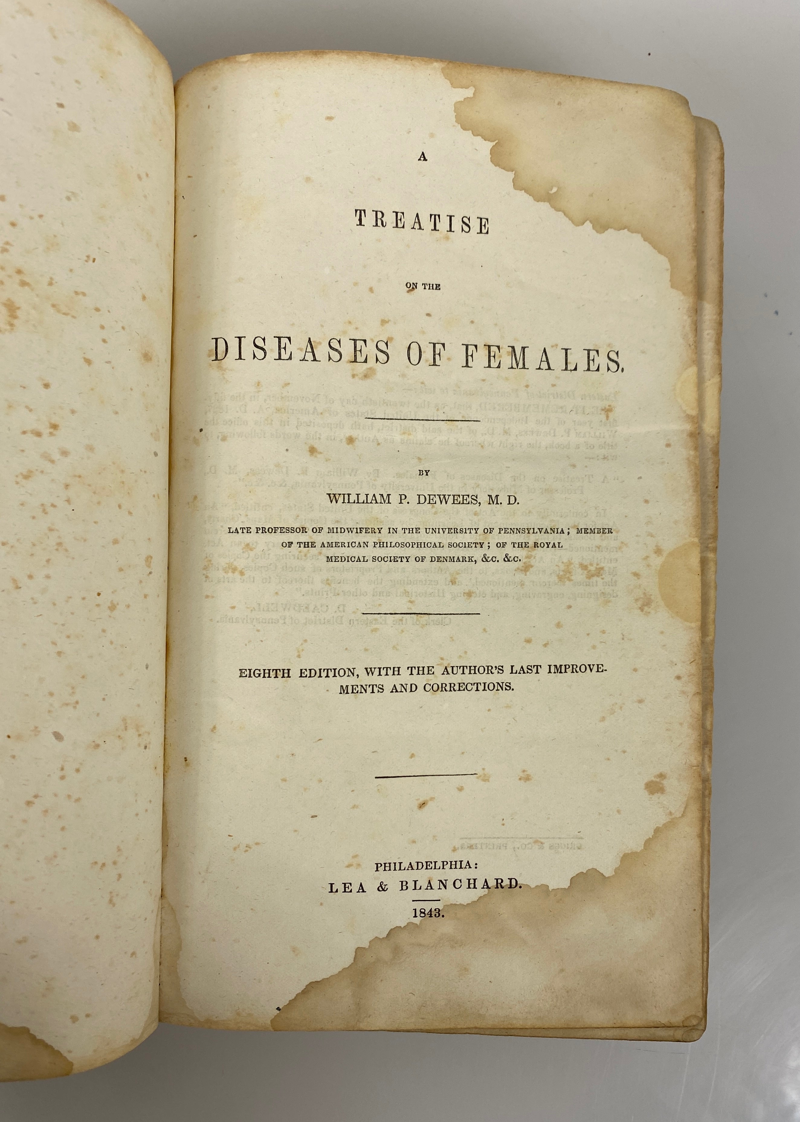 A Treatise on the Diseases of Females William DeWees 1843 Antique Leather Bound