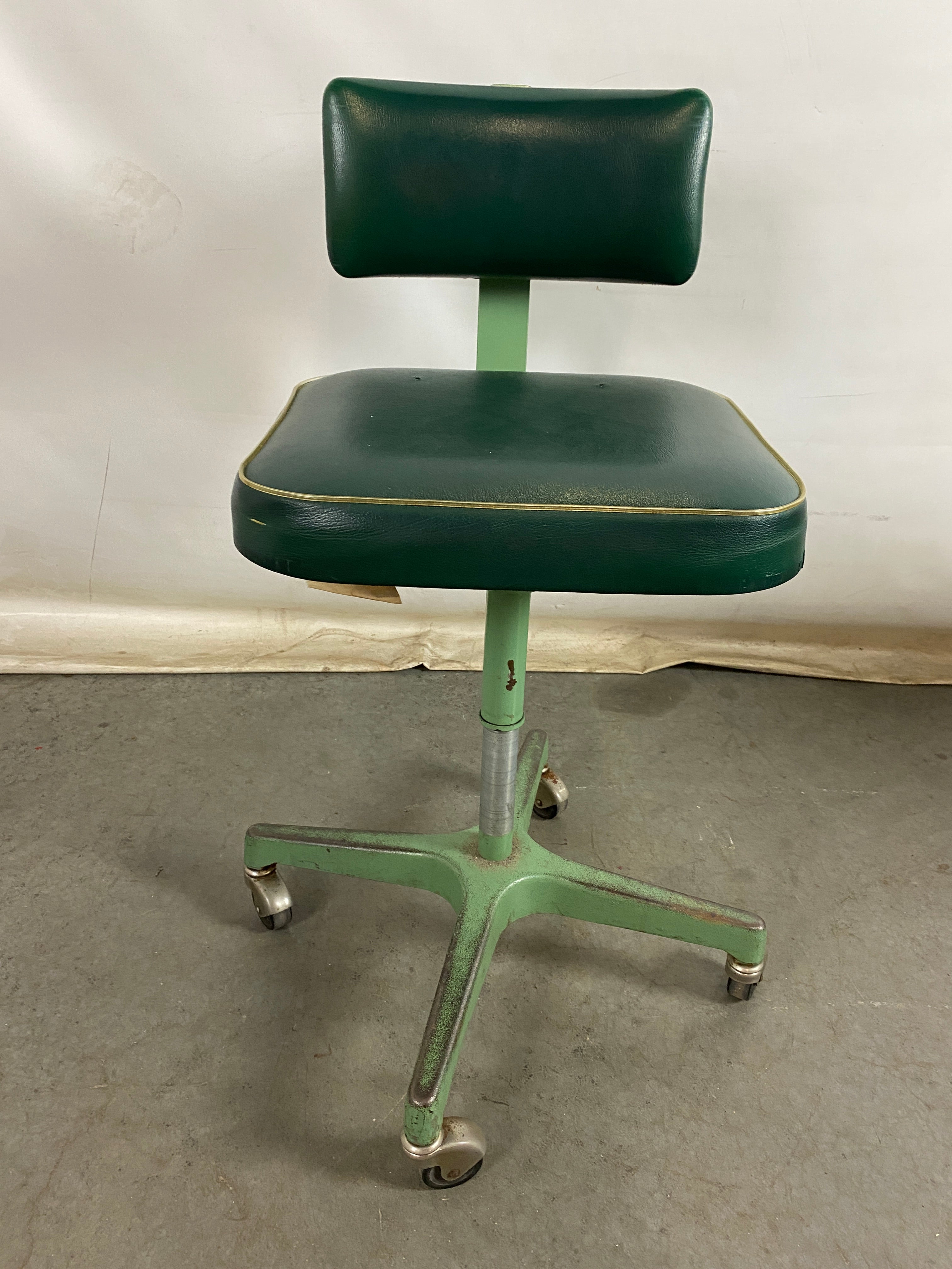 Ajusto Equipment Co. Green Vinyl Top Stool with Backrest