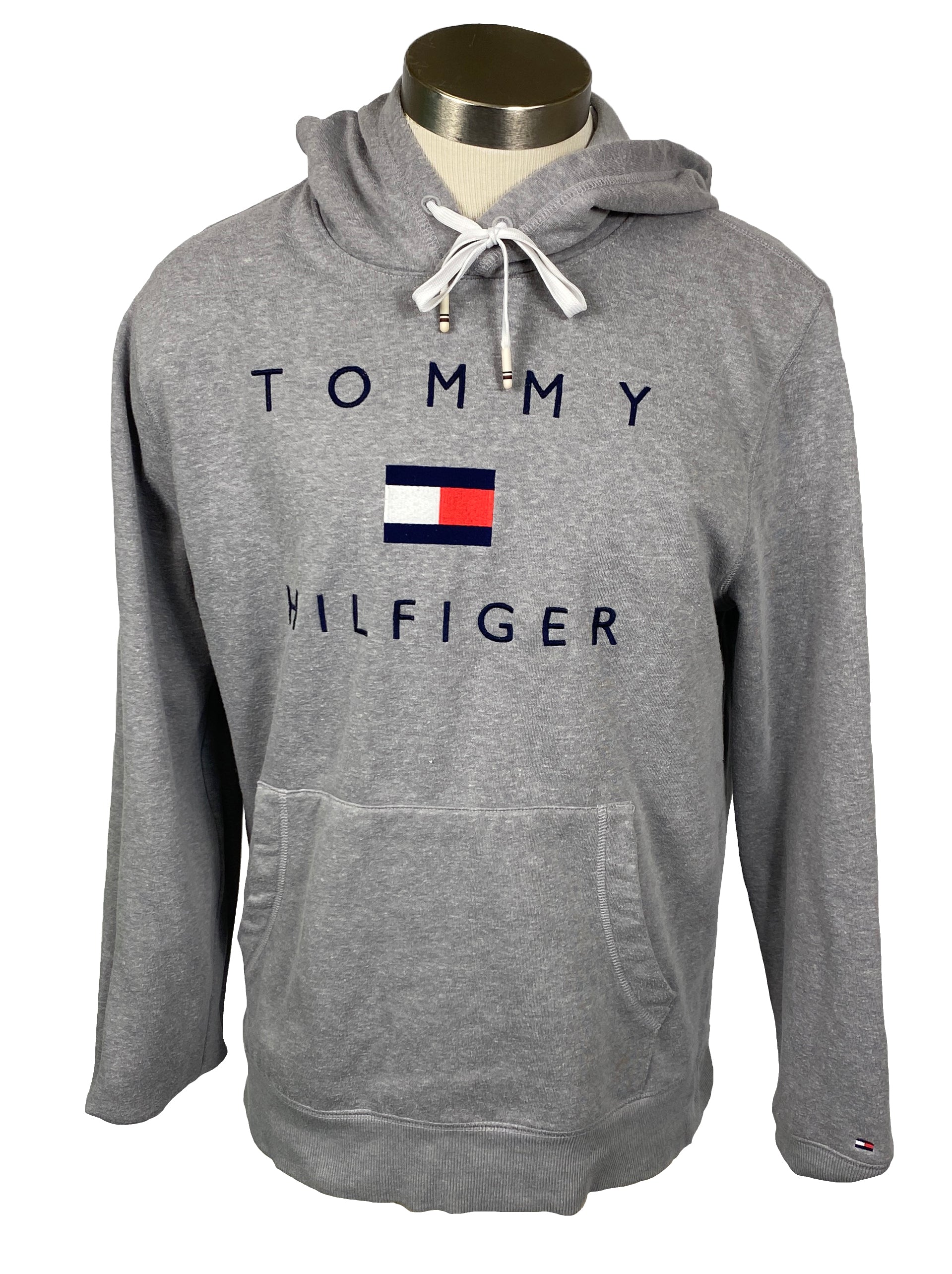 Tommy Hilfiger Gray Hooded Sweatshirt Unisex Size Large