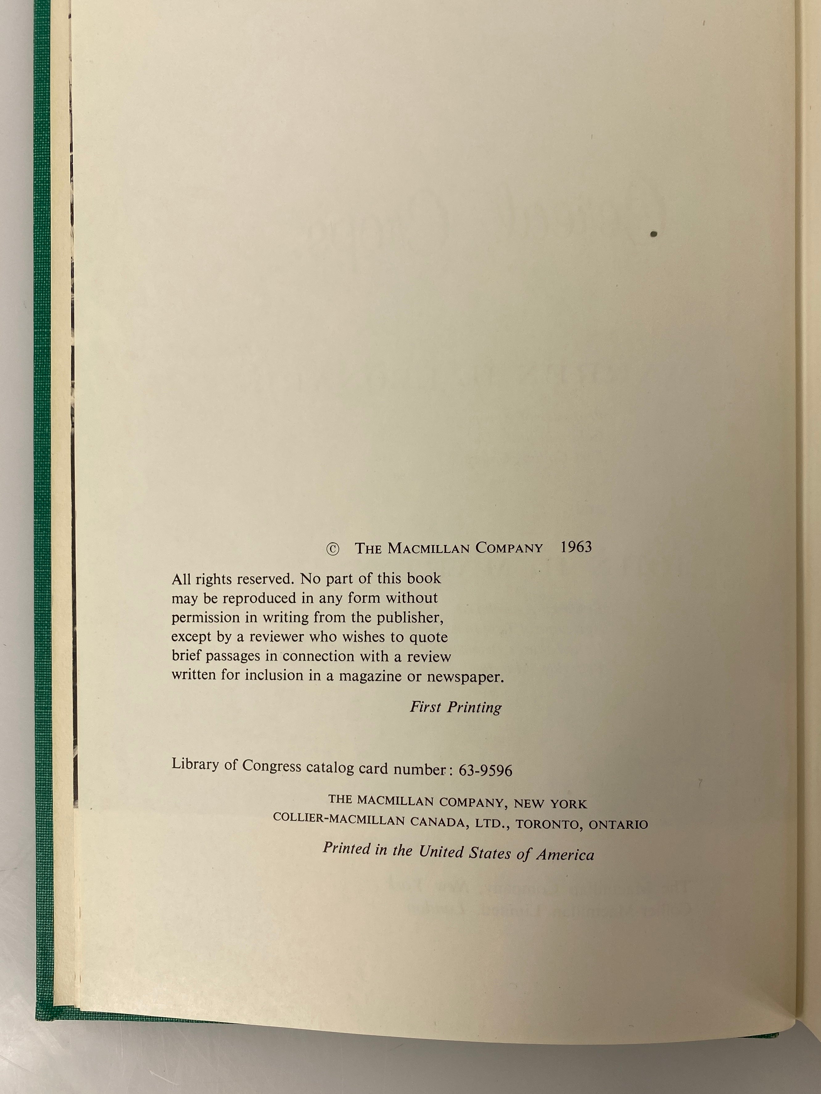 Cereal Crops by Leonard/Martin 1963 First Printing Vintage HC