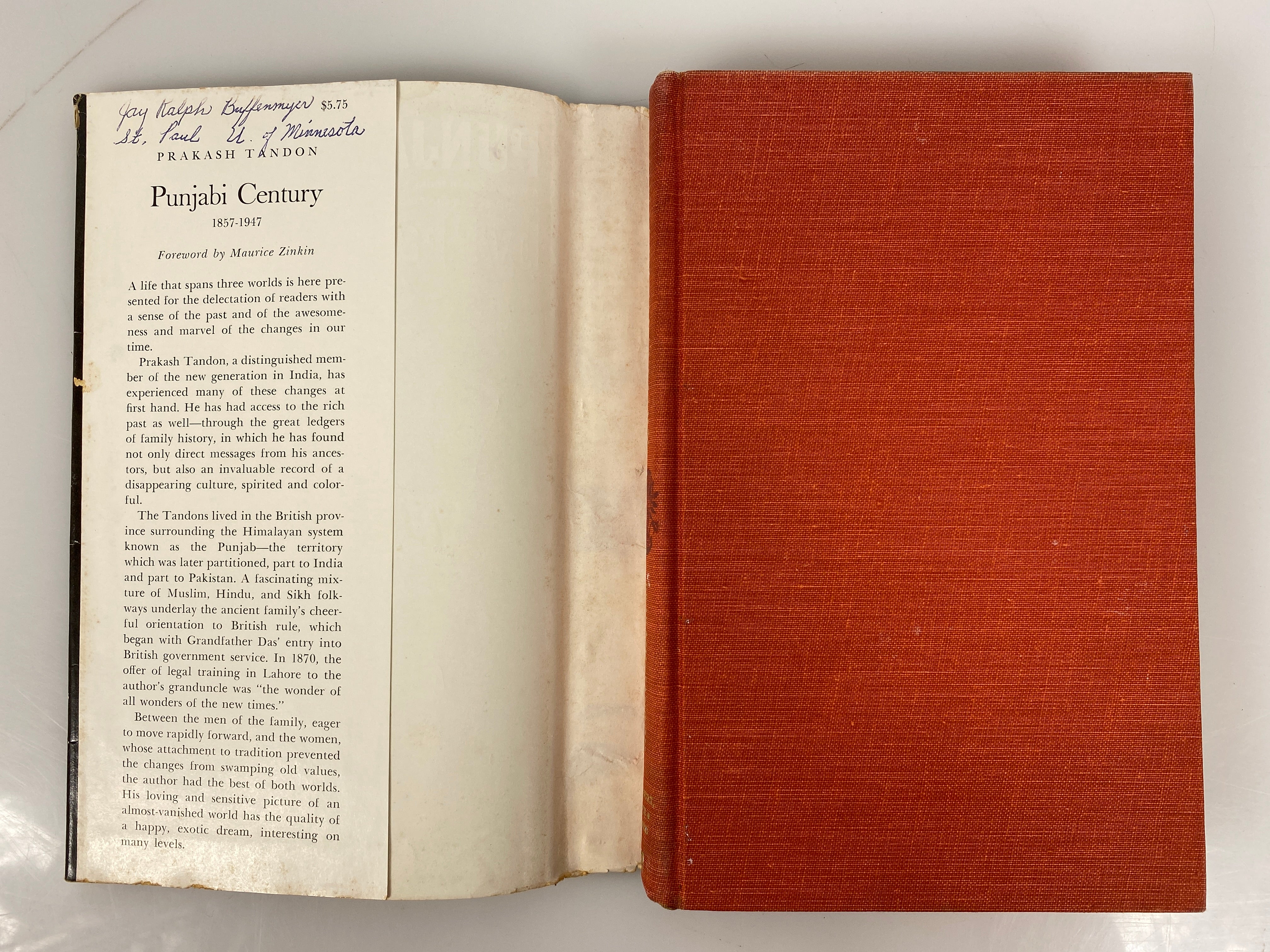 Punjabi Century by Prakash Tandon 1961 1st American Edition HC DJ