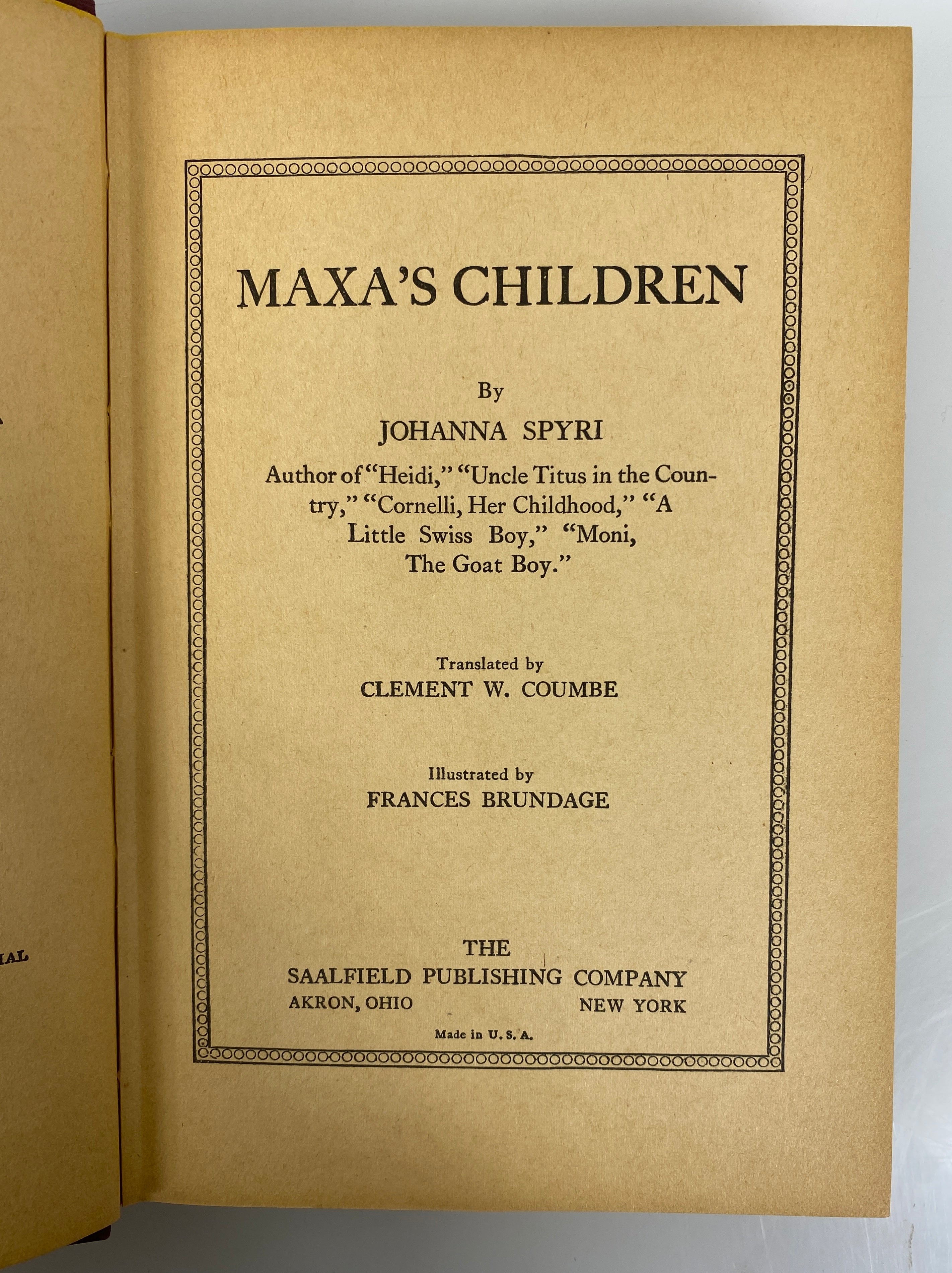 Lot of 3: Heidi/Heidi's Children/Maxa's Children Spyri/Tritten 1926-43 HCDJ