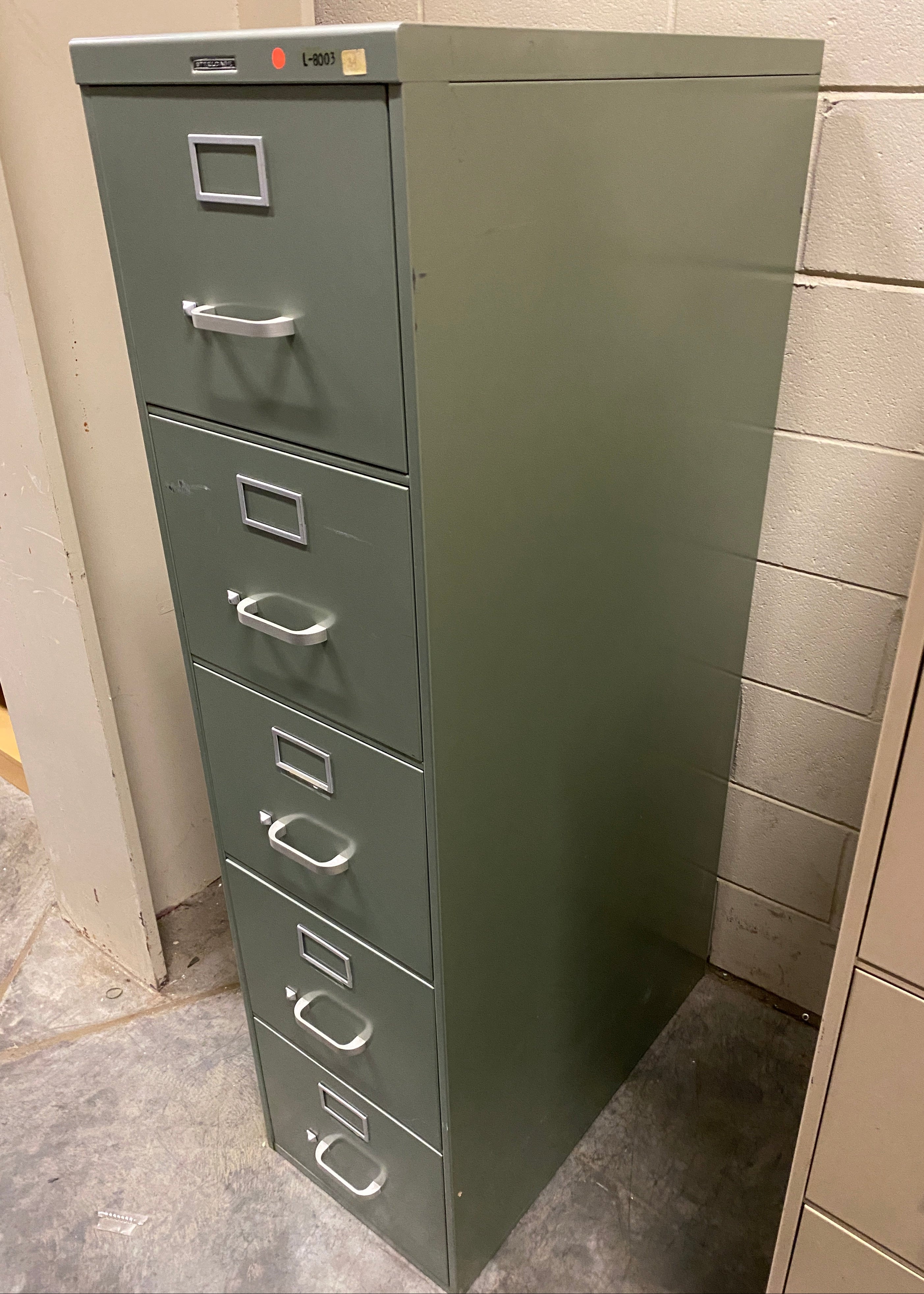 Steelcase #L-8003 5 Drawer Green File Cabinet