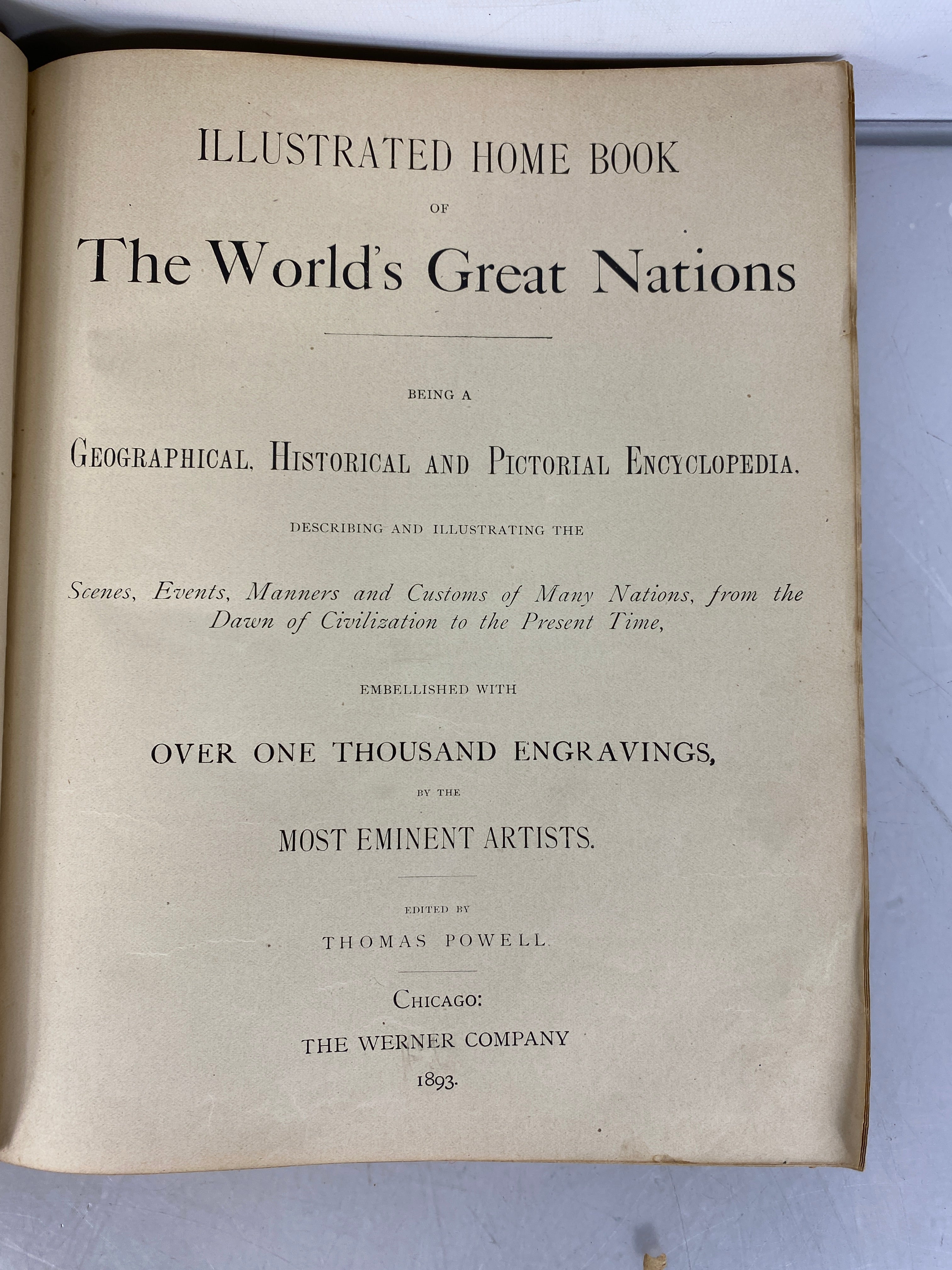 Antique Illustrated Home Book of The World's Great Nations a Geographical, Historical and Pictorial Encyclopedia 1893 HC
