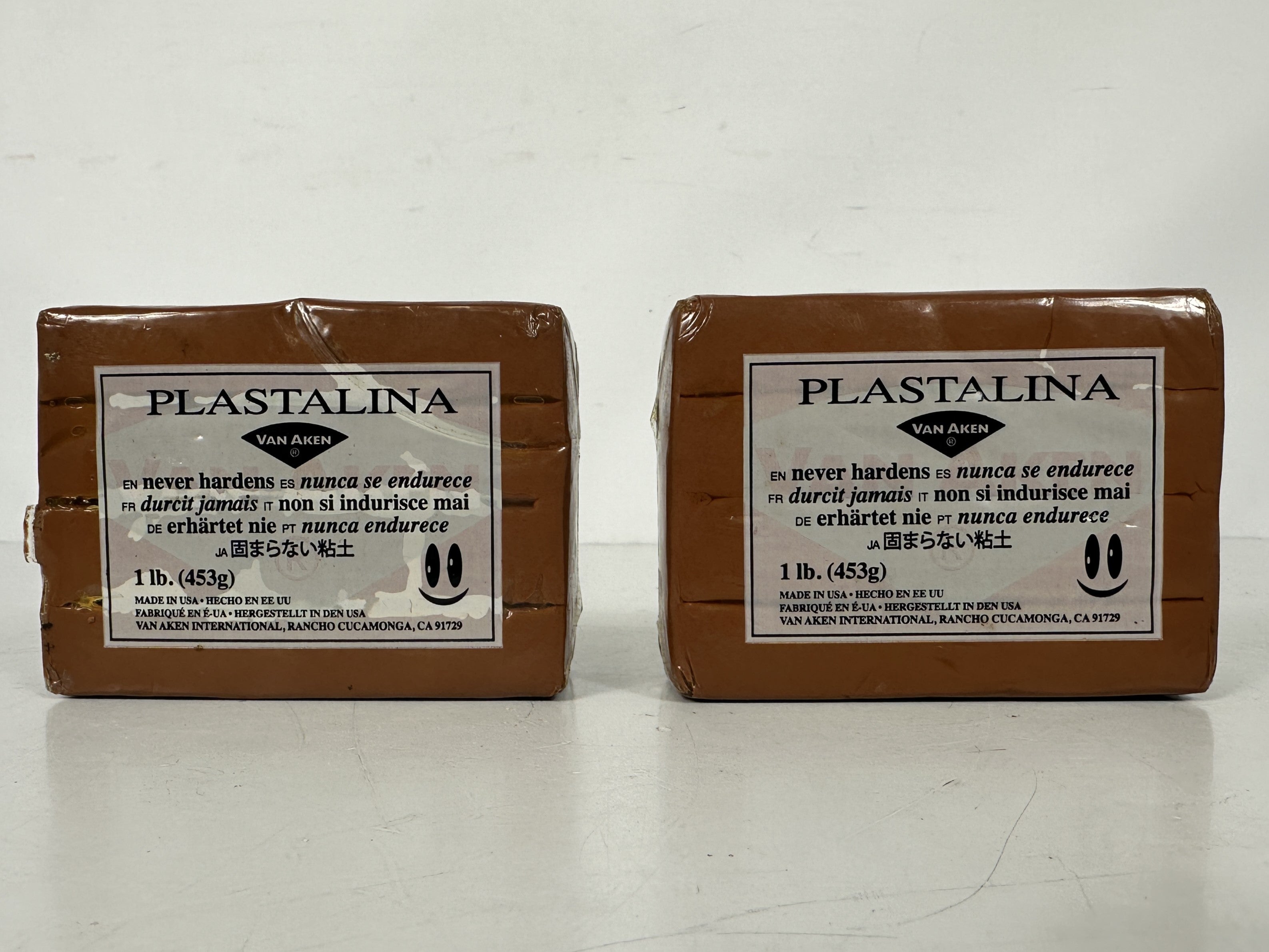 Lot of 2 Van Aken Brown 1 lb. Plastalina Non-Hardening Modeling Clay