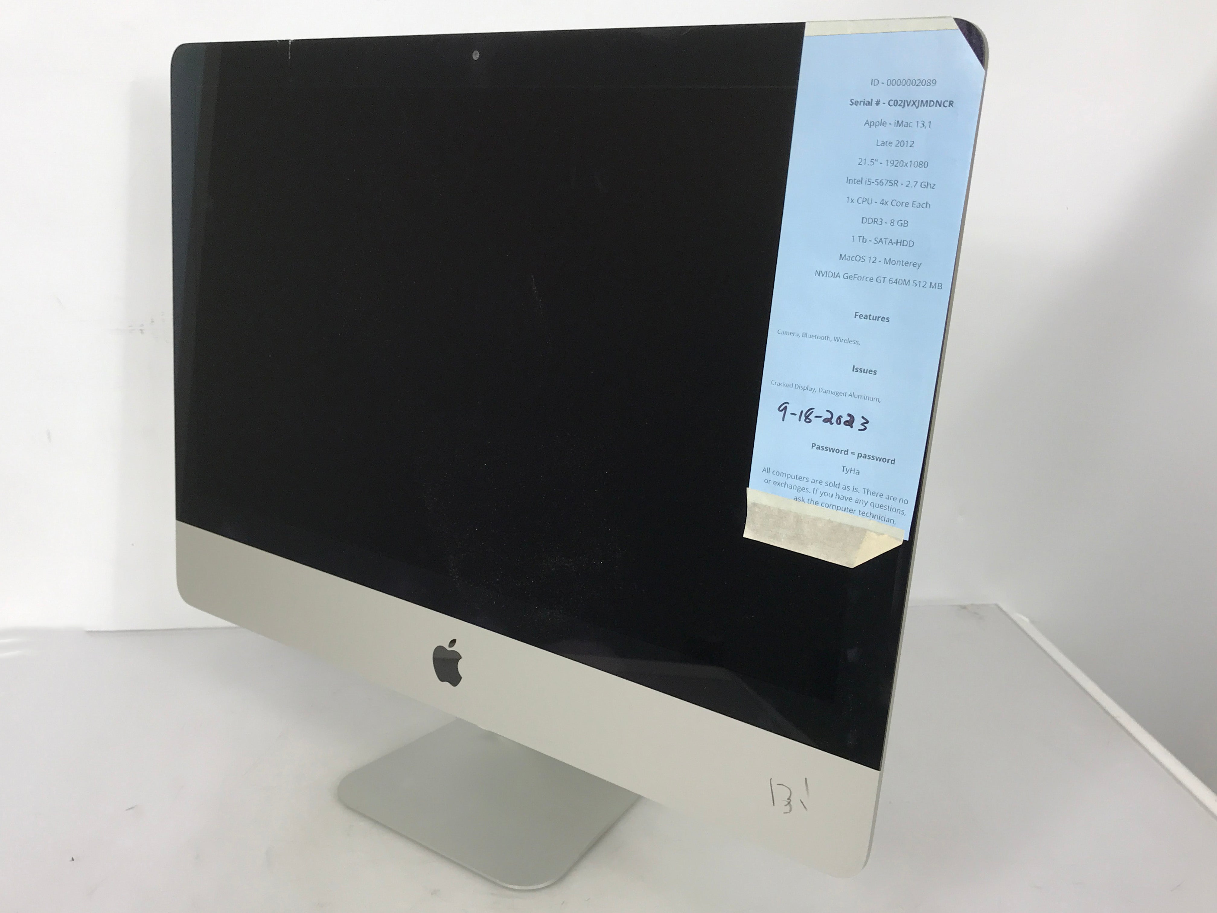 Apple iMac 2.7Ghz i5 21.5-Inch (Late-2012) *Cracked Display