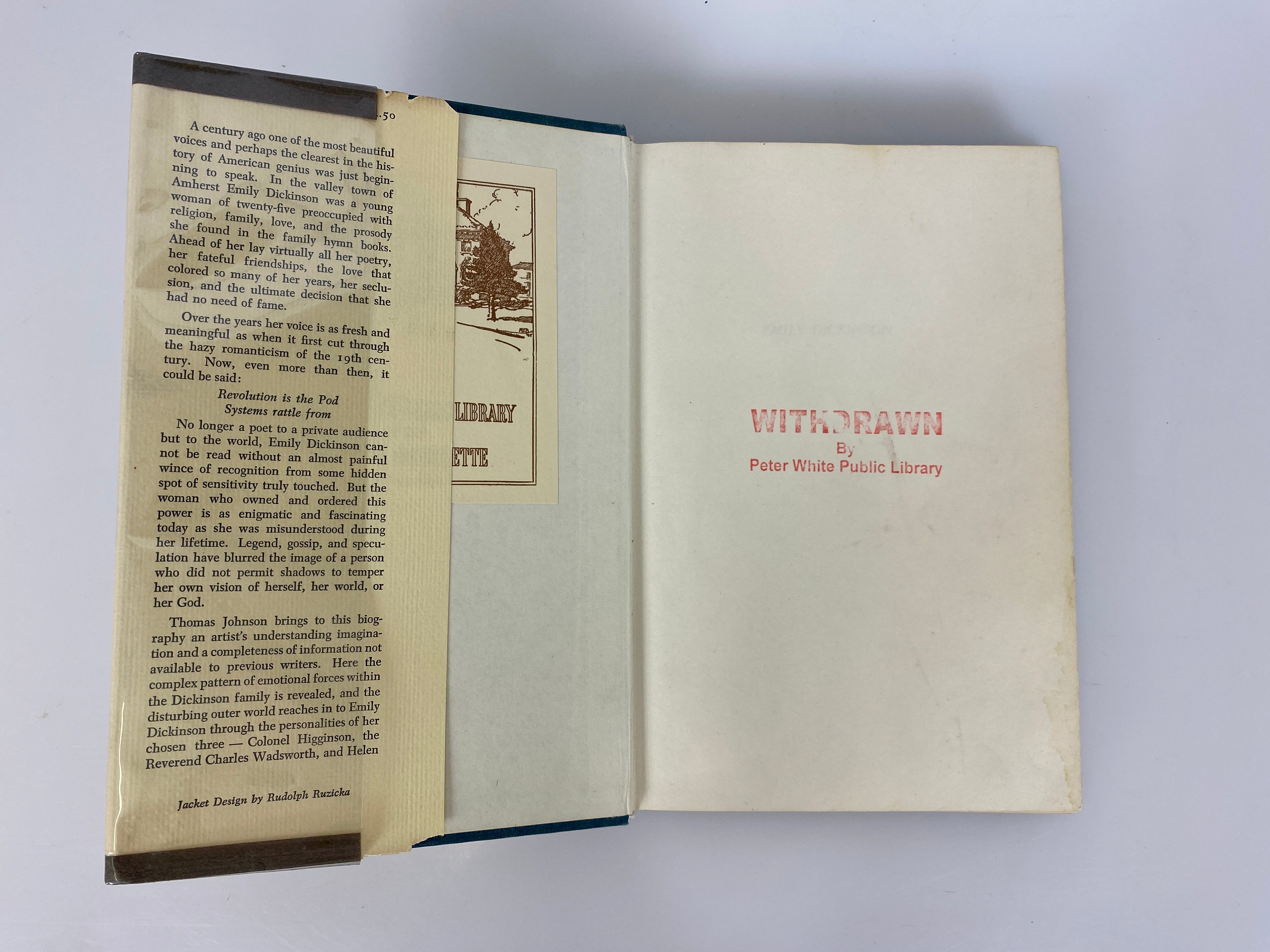 Emily Dickinson an Interpretive Biography by Thomas Johnson 1963 Ex-Library HCDJ