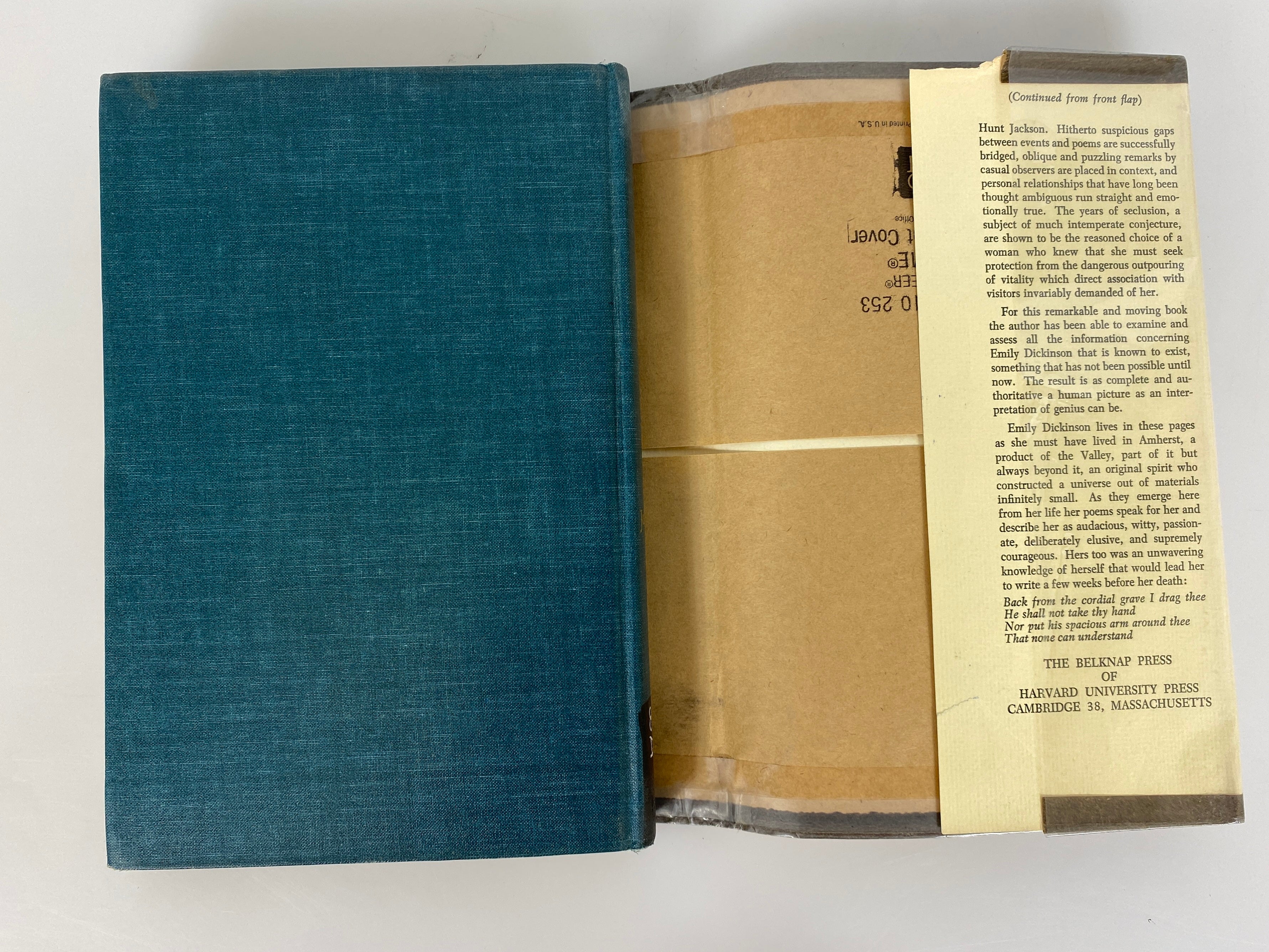 Emily Dickinson an Interpretive Biography by Thomas Johnson 1963 Ex-Library HCDJ