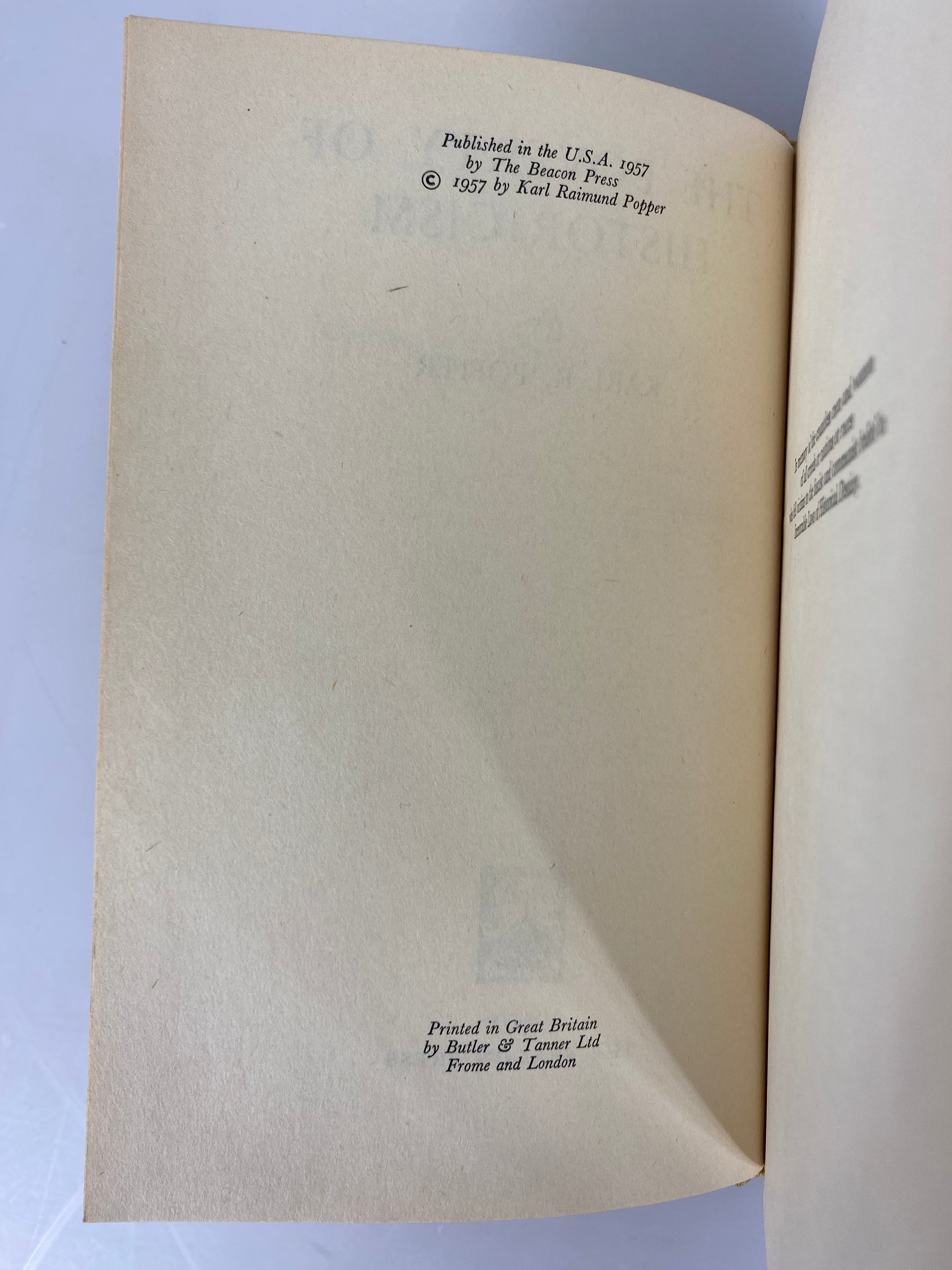 The Poverty of Historicism by Karl Popper 1957 1st Ed Vintage HC DJ