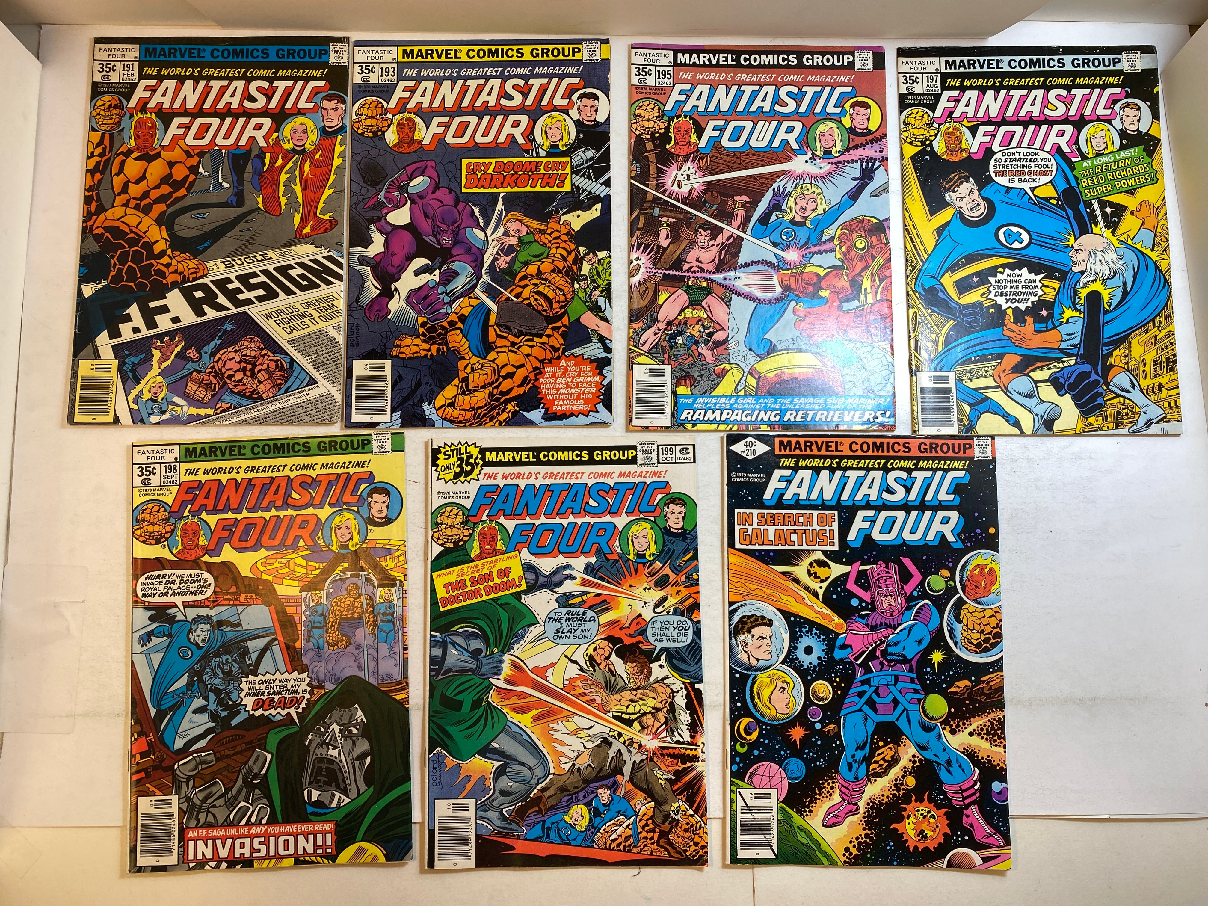 Lot of 7 Fantastic Four Marvel Comics 1977-1978