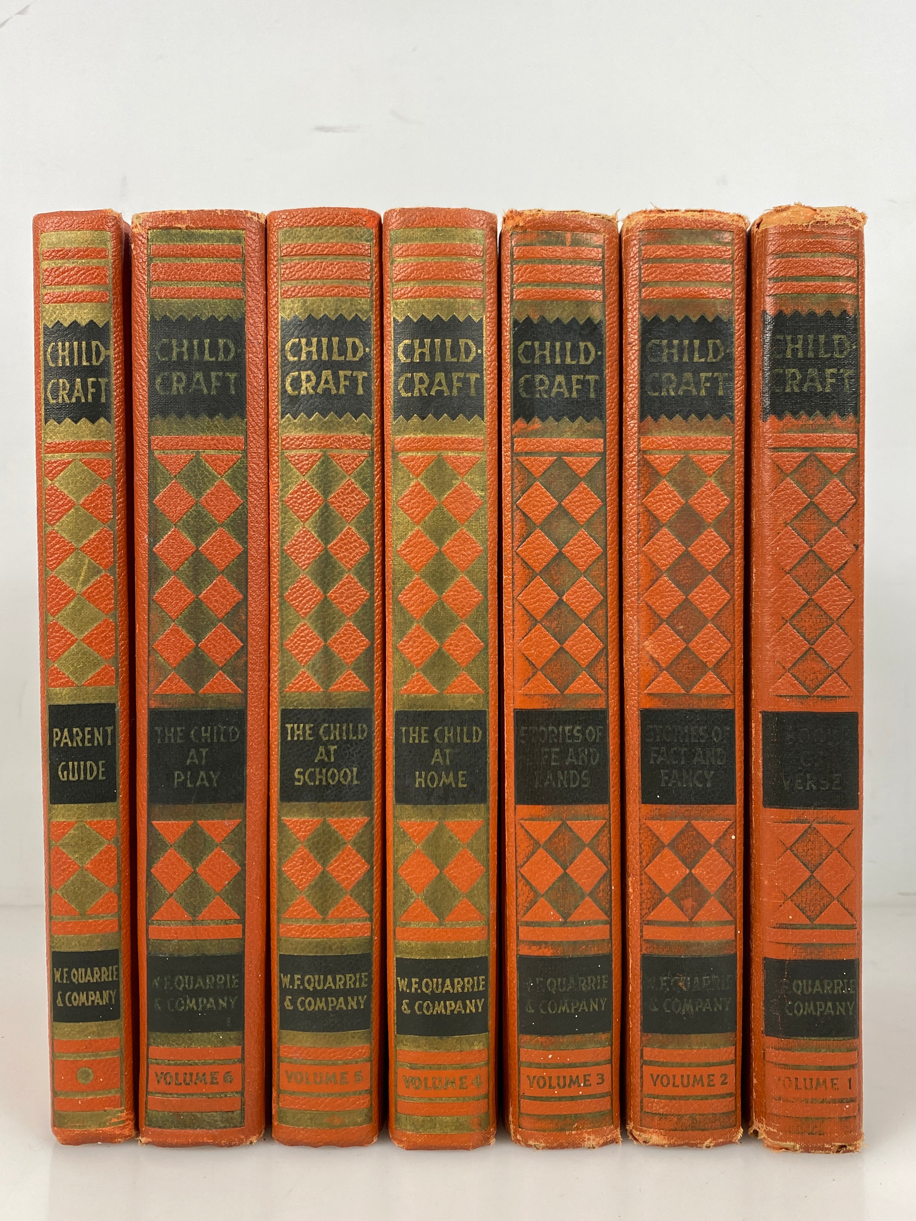 7 Childcraft Volumes incl Parent Guide 1934-1935 Vintage HC