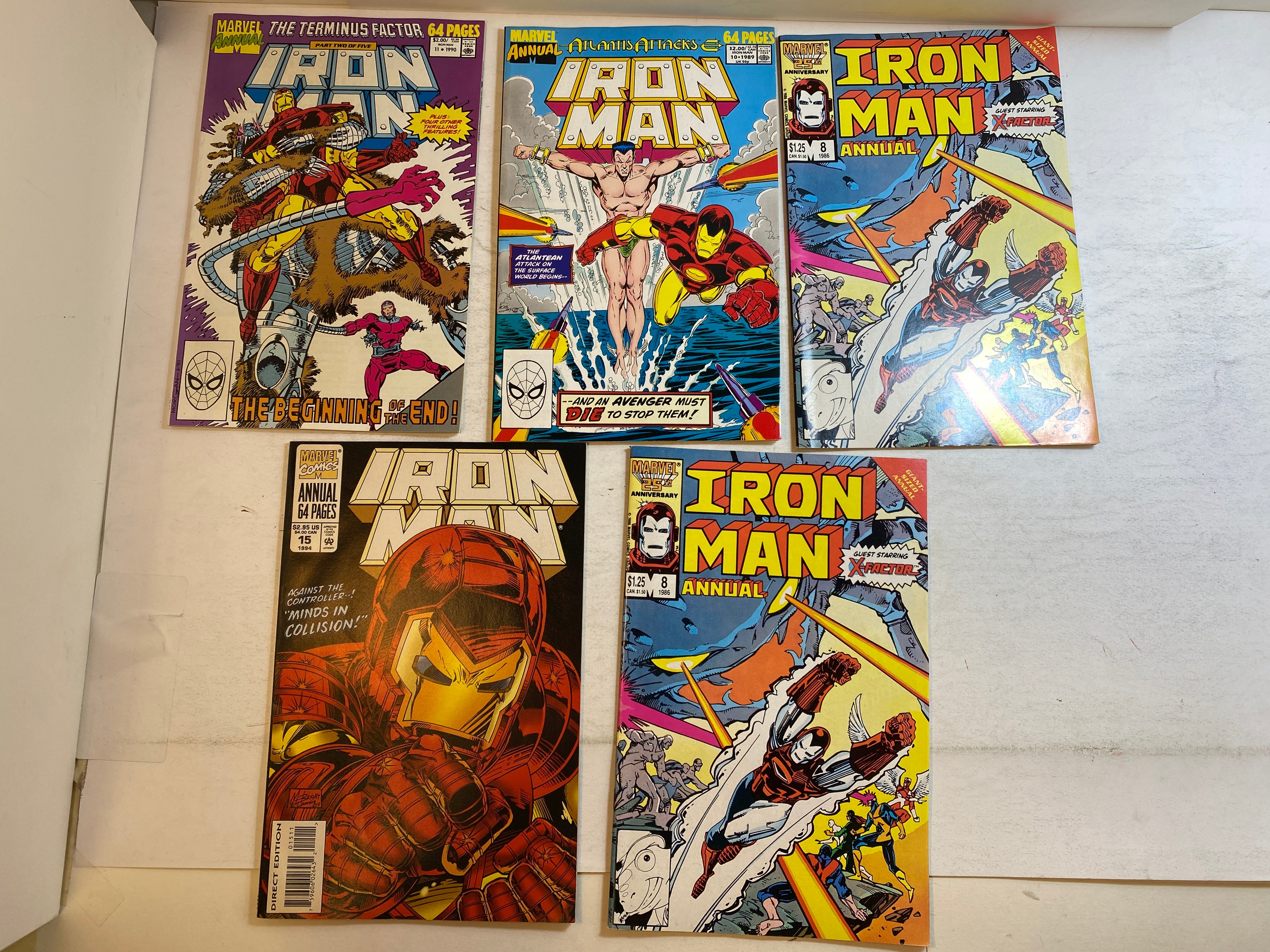 Lot of 5 Iron Man Annuals Marvel Comics 1986-1994