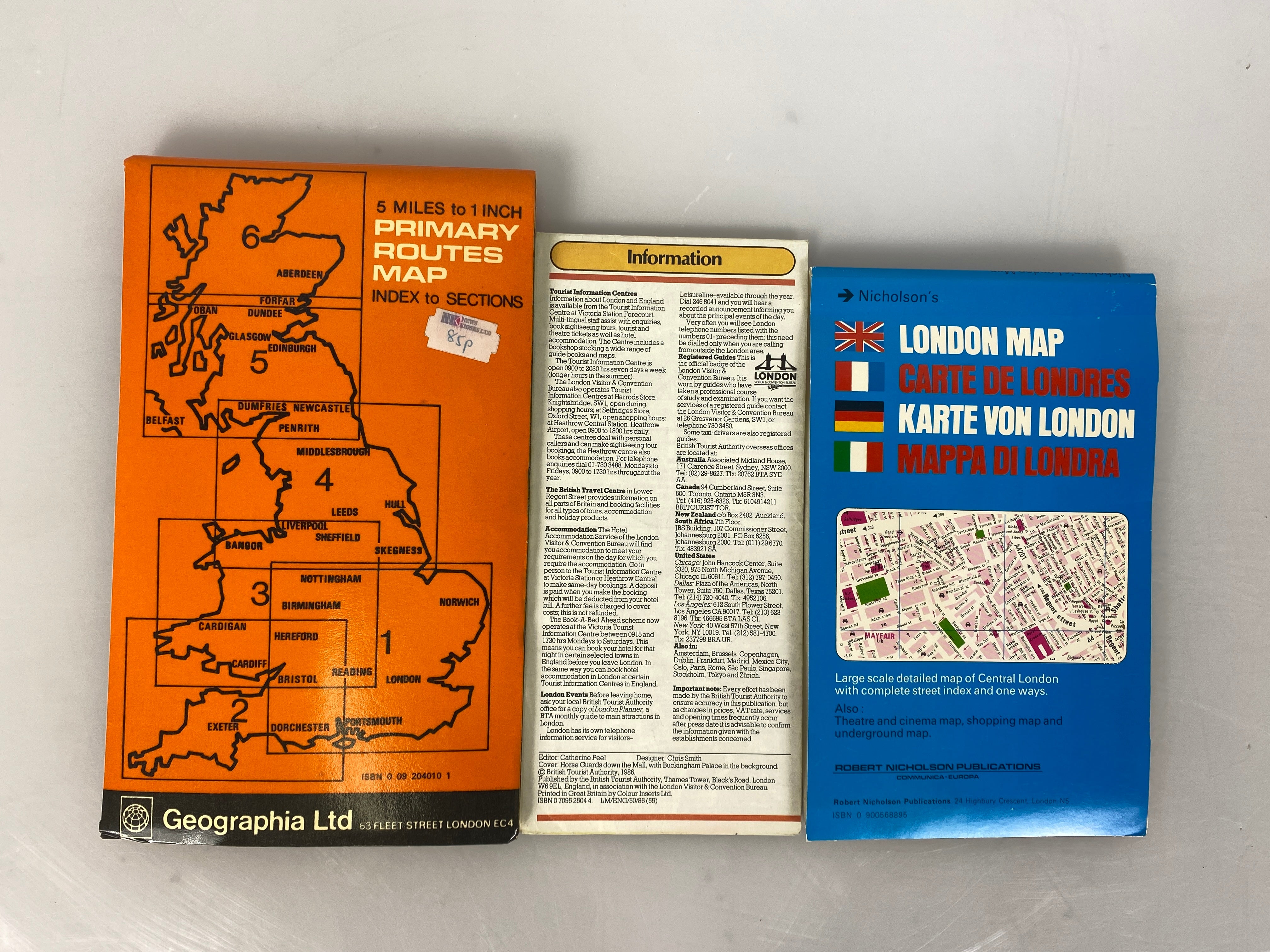 3 London Maps: 100 Miles Around London/BTA London Map/Nicholson's London Map