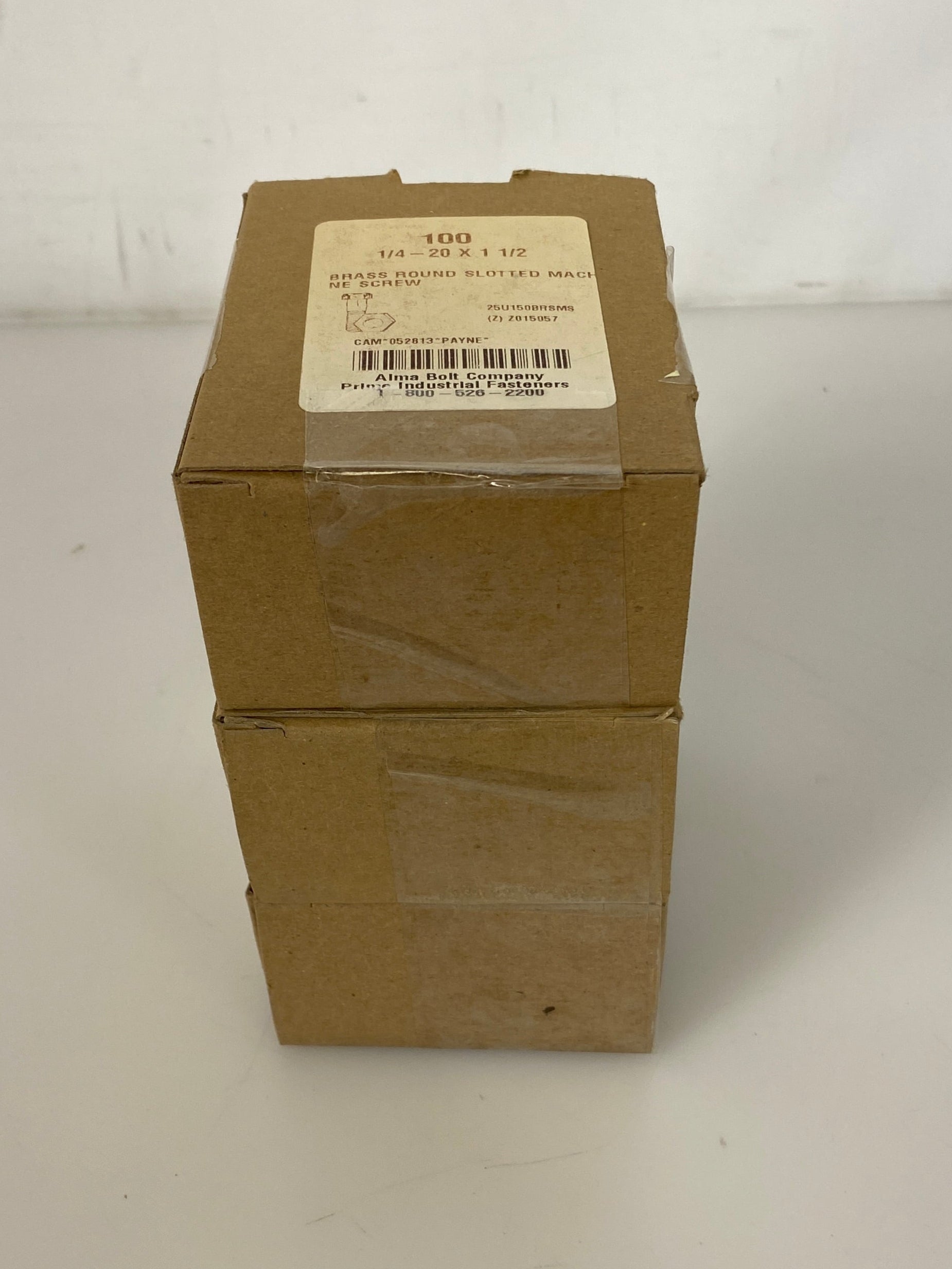 Alma Bolt Company 1/4 x 1 1/2 Slotted Brass Machine Screws Pack of 3