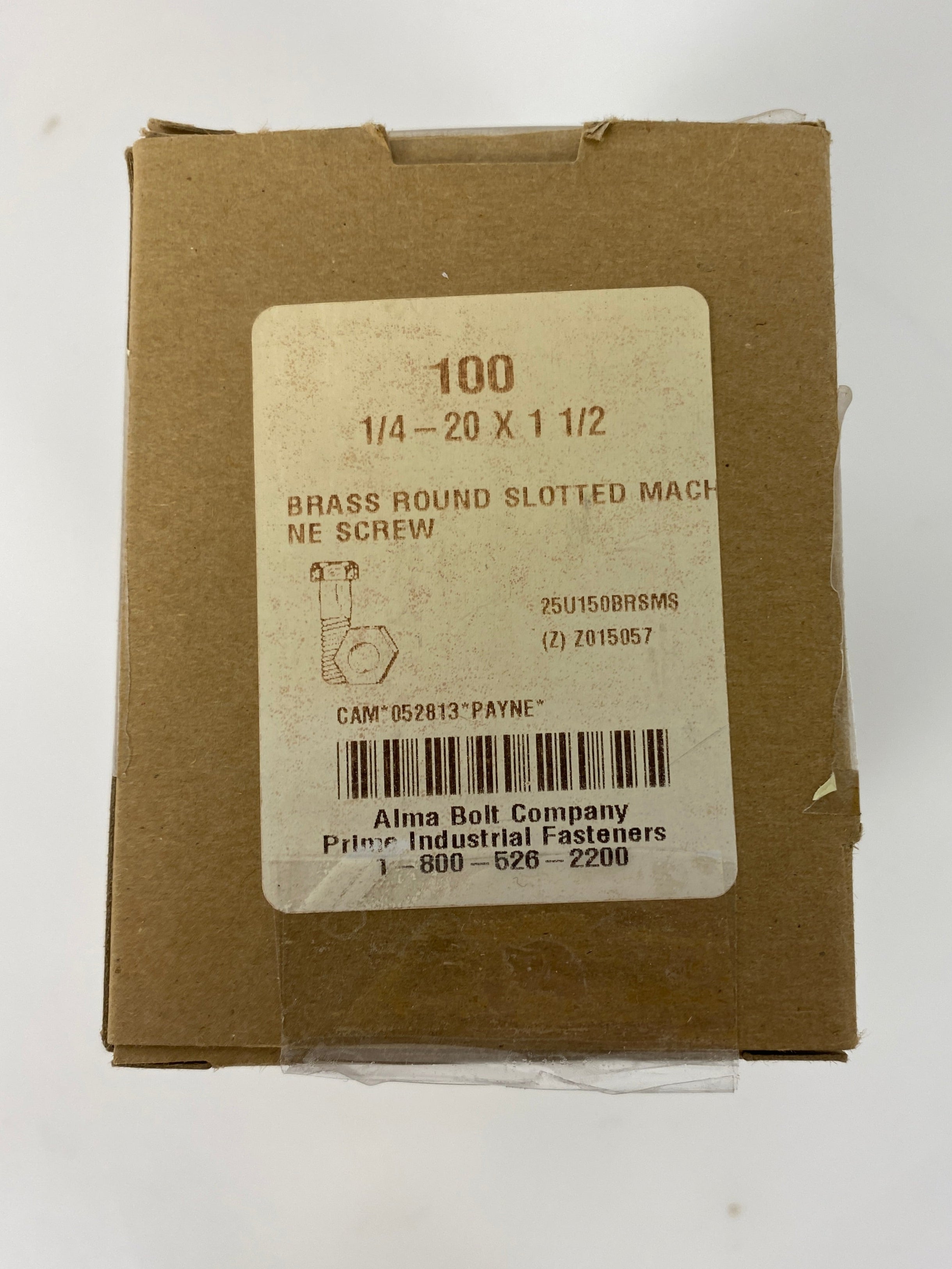 Alma Bolt Company 1/4 x 1 1/2 Slotted Brass Machine Screws Pack of 3