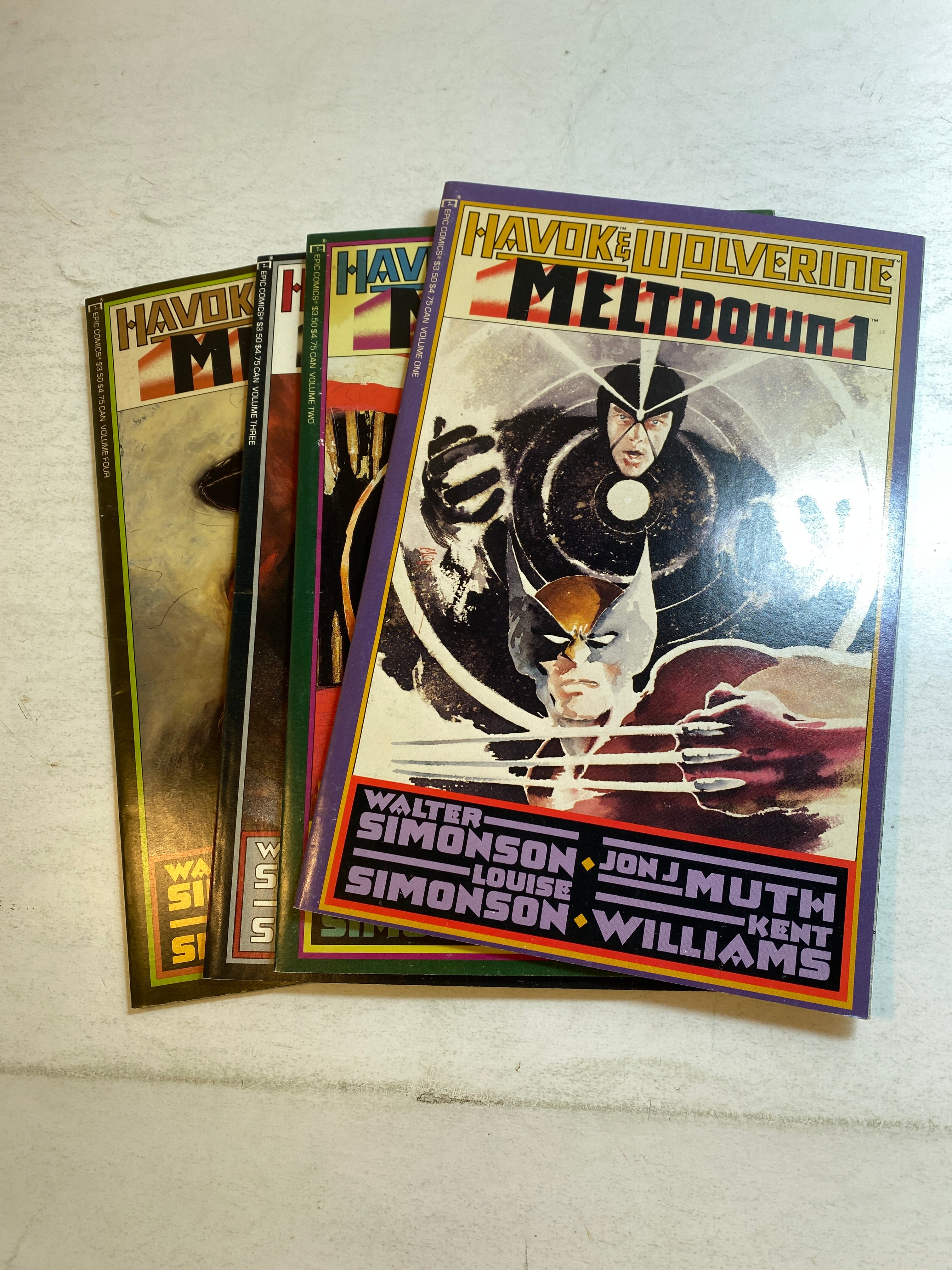 Set of 4 Havok and Wolverine Meltdown Marvel Comics 1988-1989