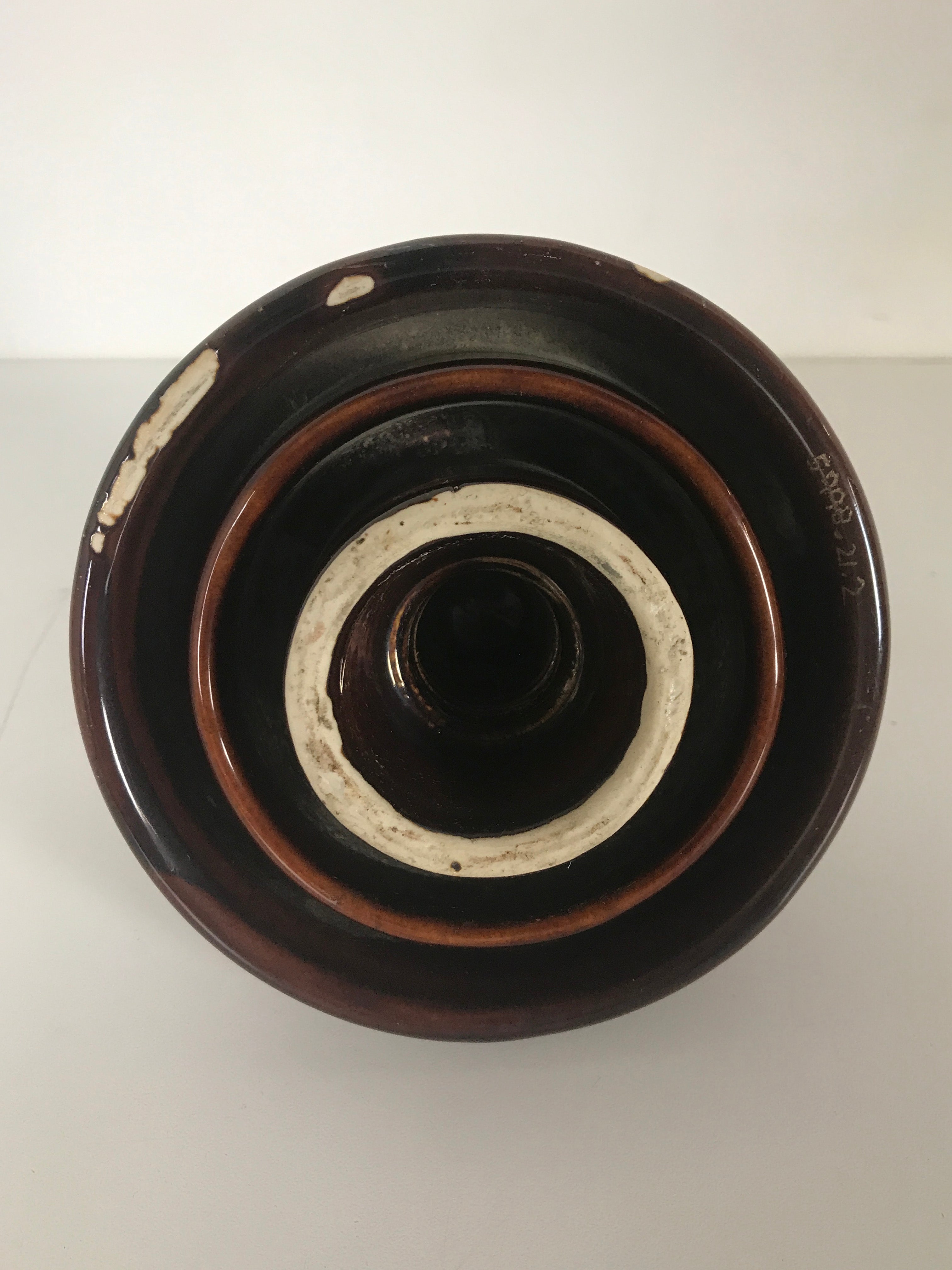 Antique Wide Glossy Brown Ceramic Insulator