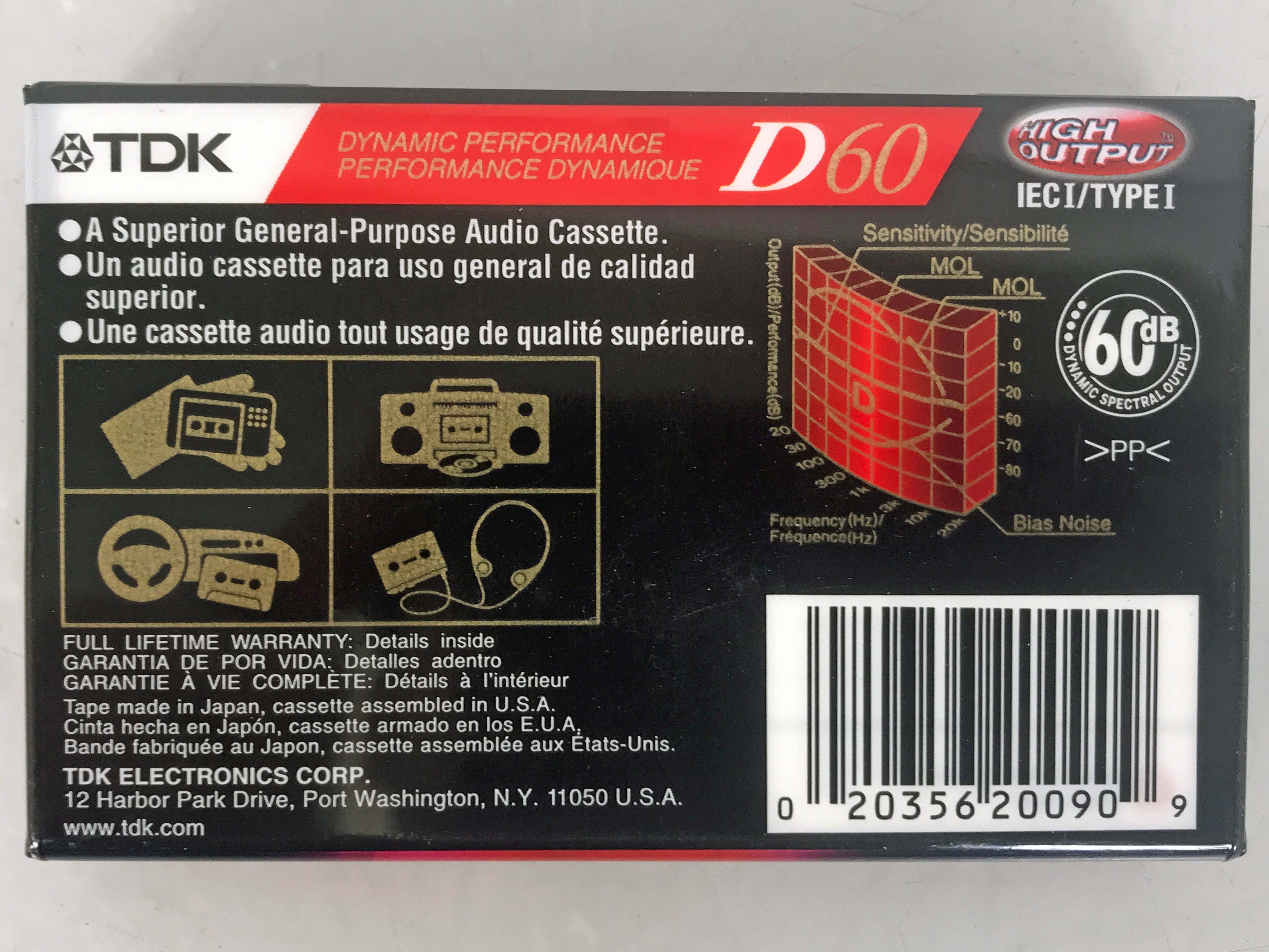 TDK D60 High Output Audio Cassette Tapes IECI/Type 1