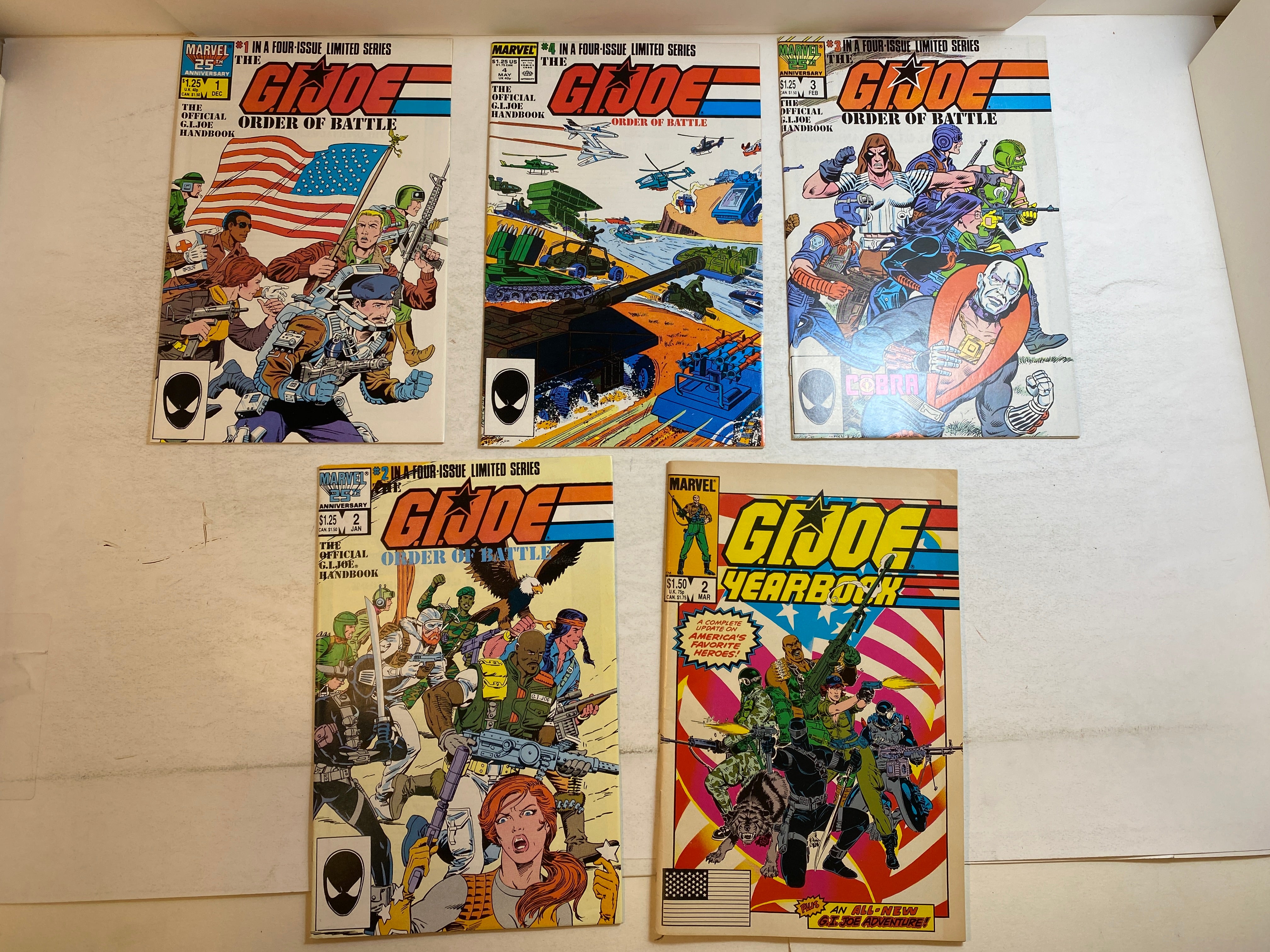 Lot of 5 GI Joe Order of Battle/Yearbook Marvel Comics 1986-1987