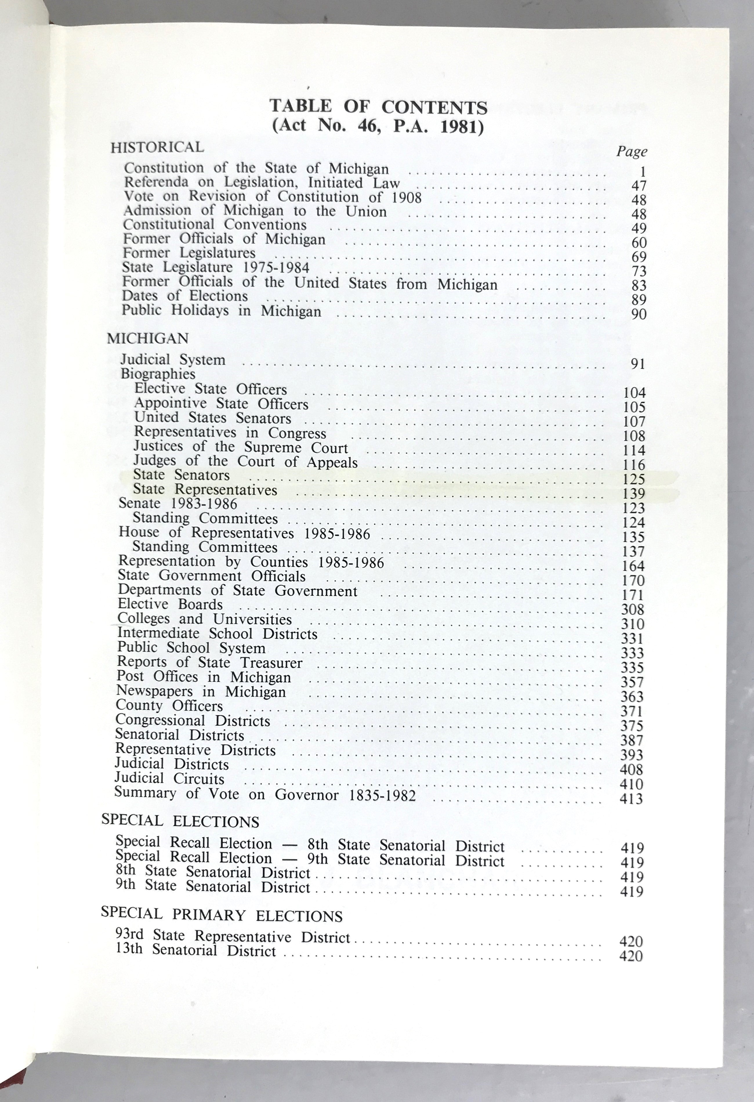 Lot of 9 State of Michigan Manuals 1963-2000 Legislature, Statistics, Properties HC