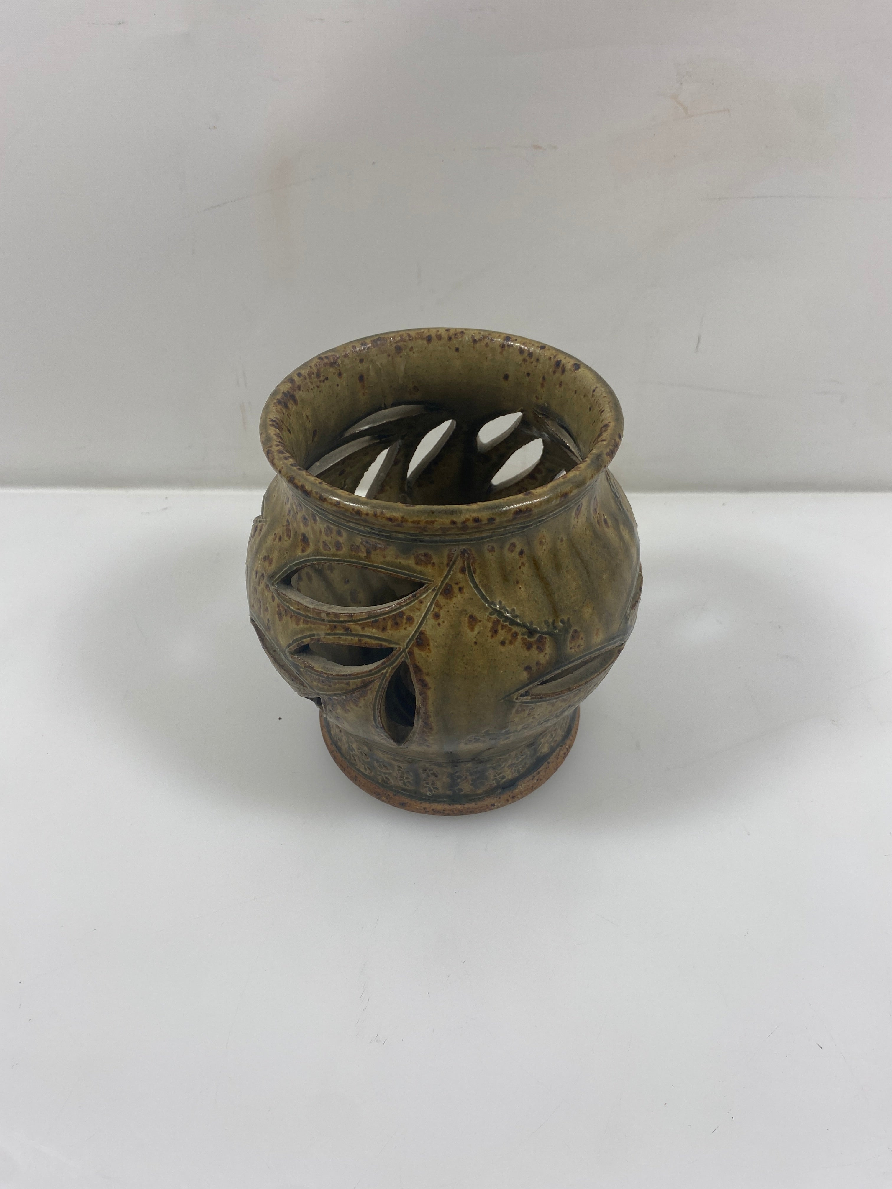 Stoneware Pottery Out Luminary Candle Holder