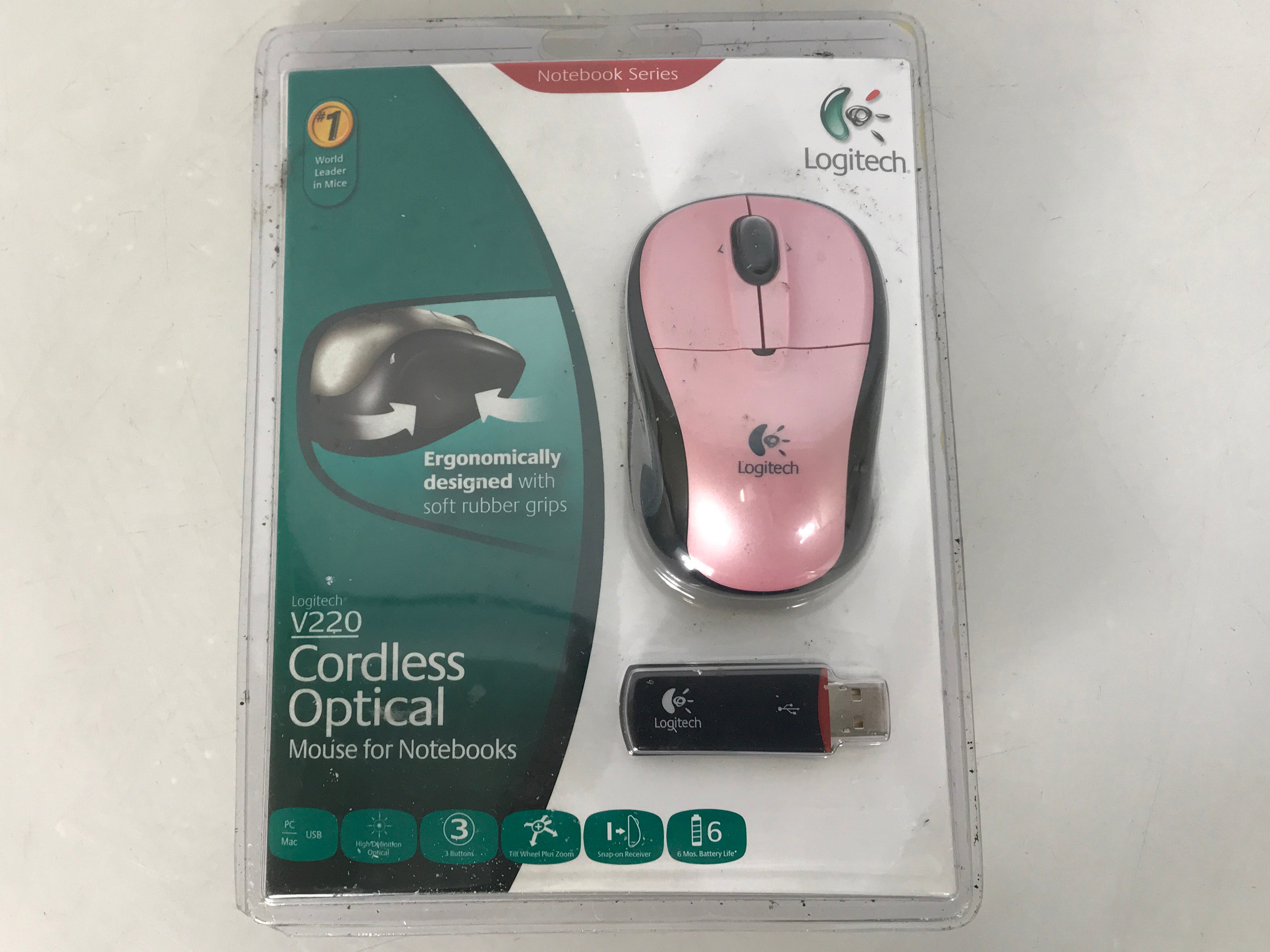 Logitech Pink V220 Cordless Optical Mouse