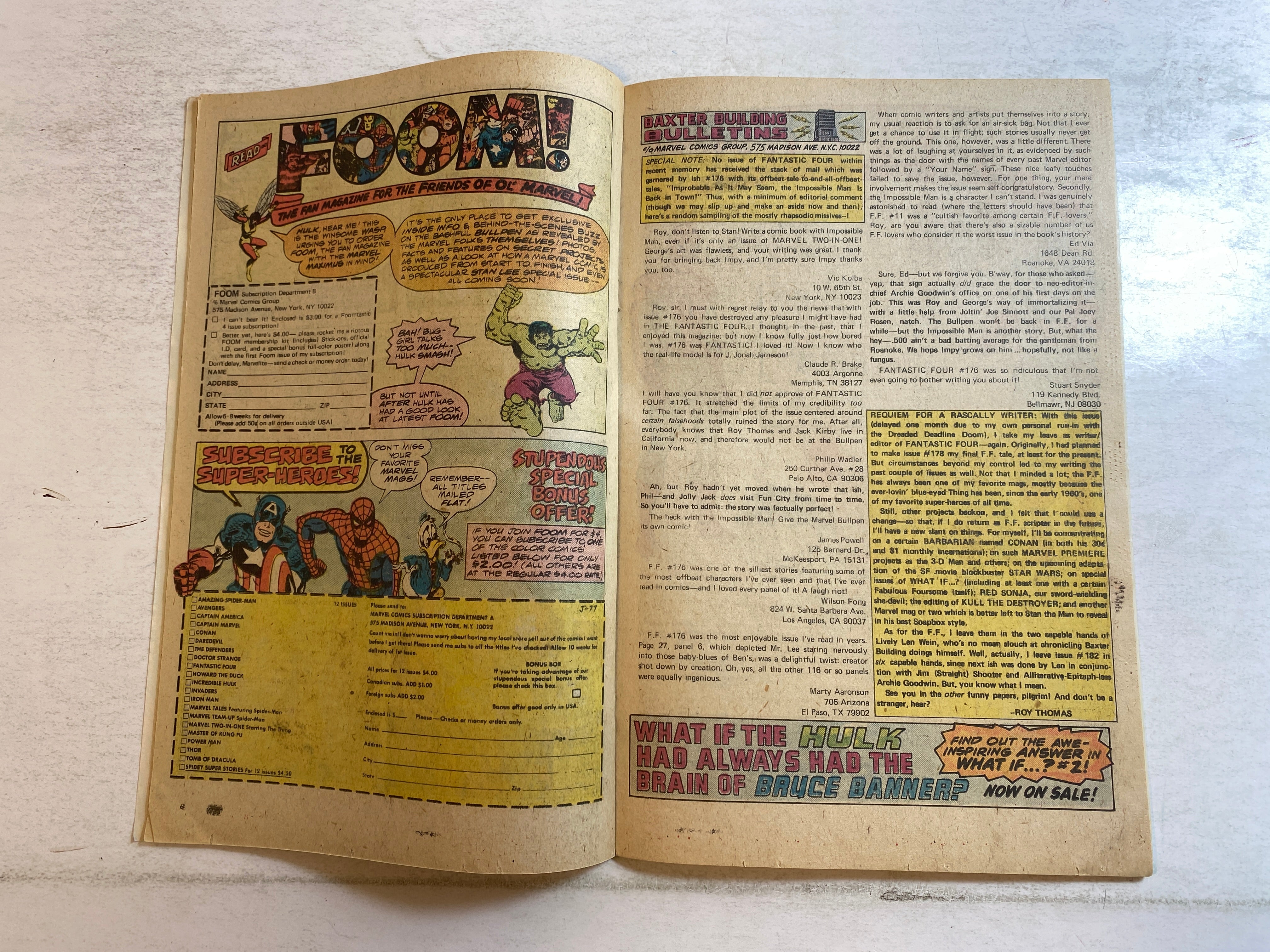 Fantastic Four #181 Marvel Comic 1977