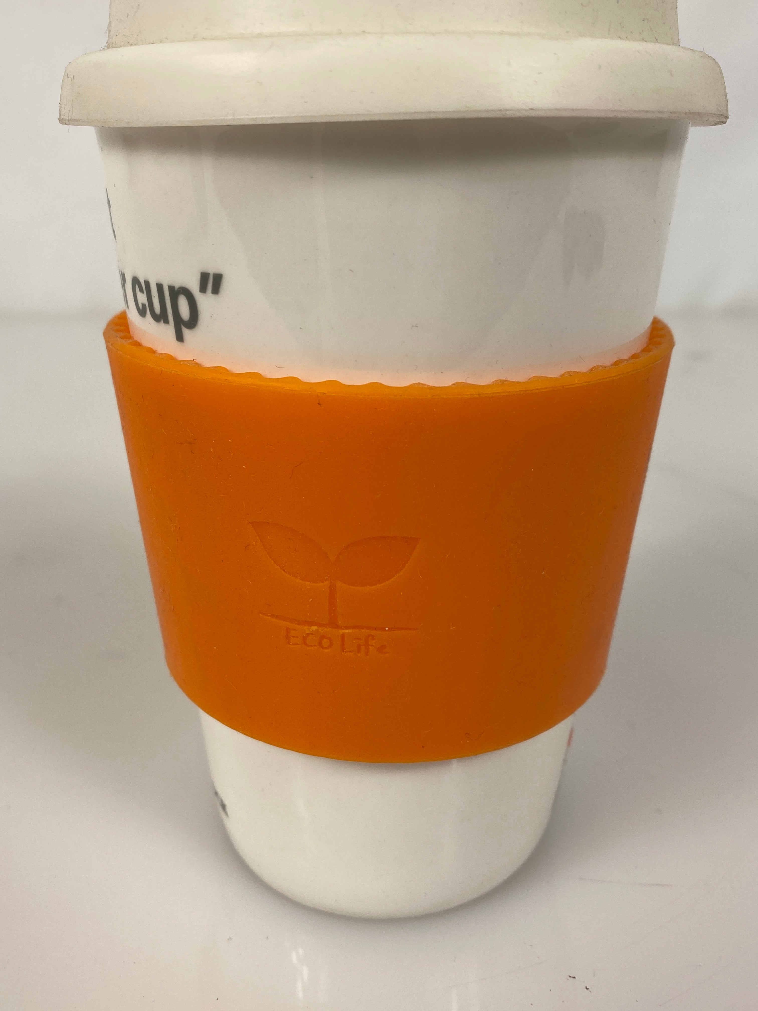 Lock & Lock Eco Friendly Ceramic Travel Mug w/ Orange Sleeve