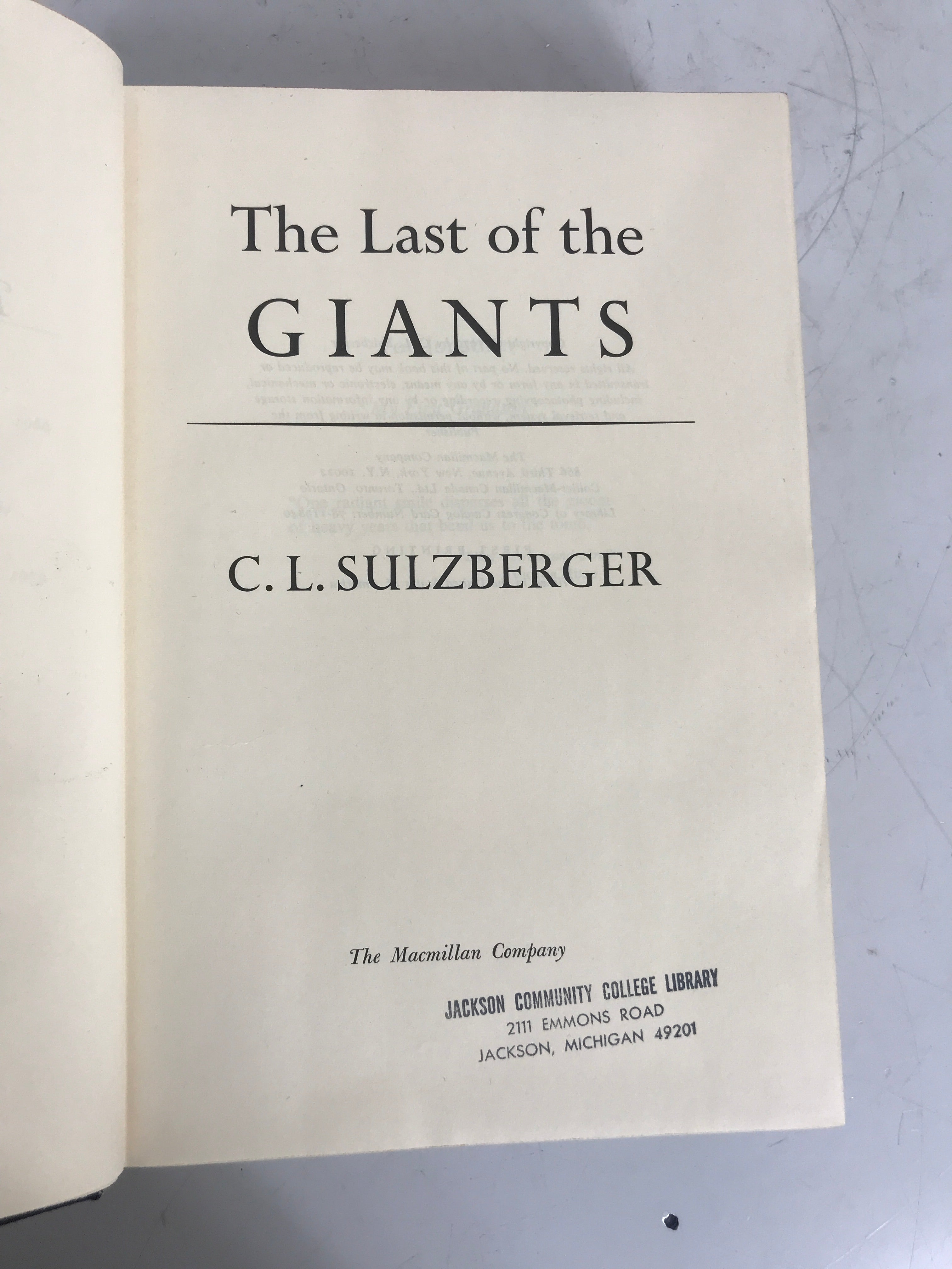 The Last of the Giants C.L. Sulzberger 1970 1st Print Ex-Library HCDJ