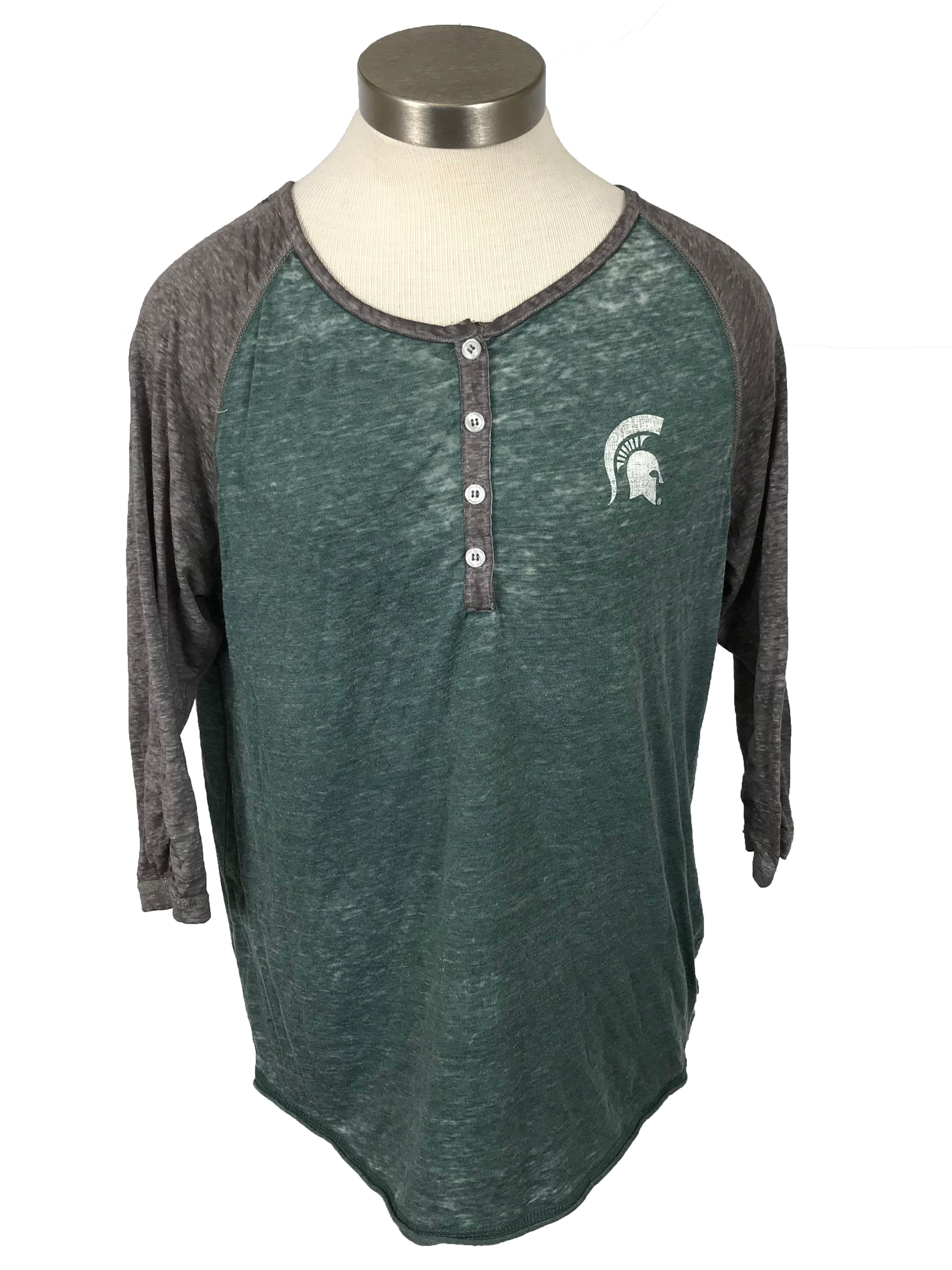 MSU Green 3/4 Length Sleeves T-Shirt Women's Size XL
