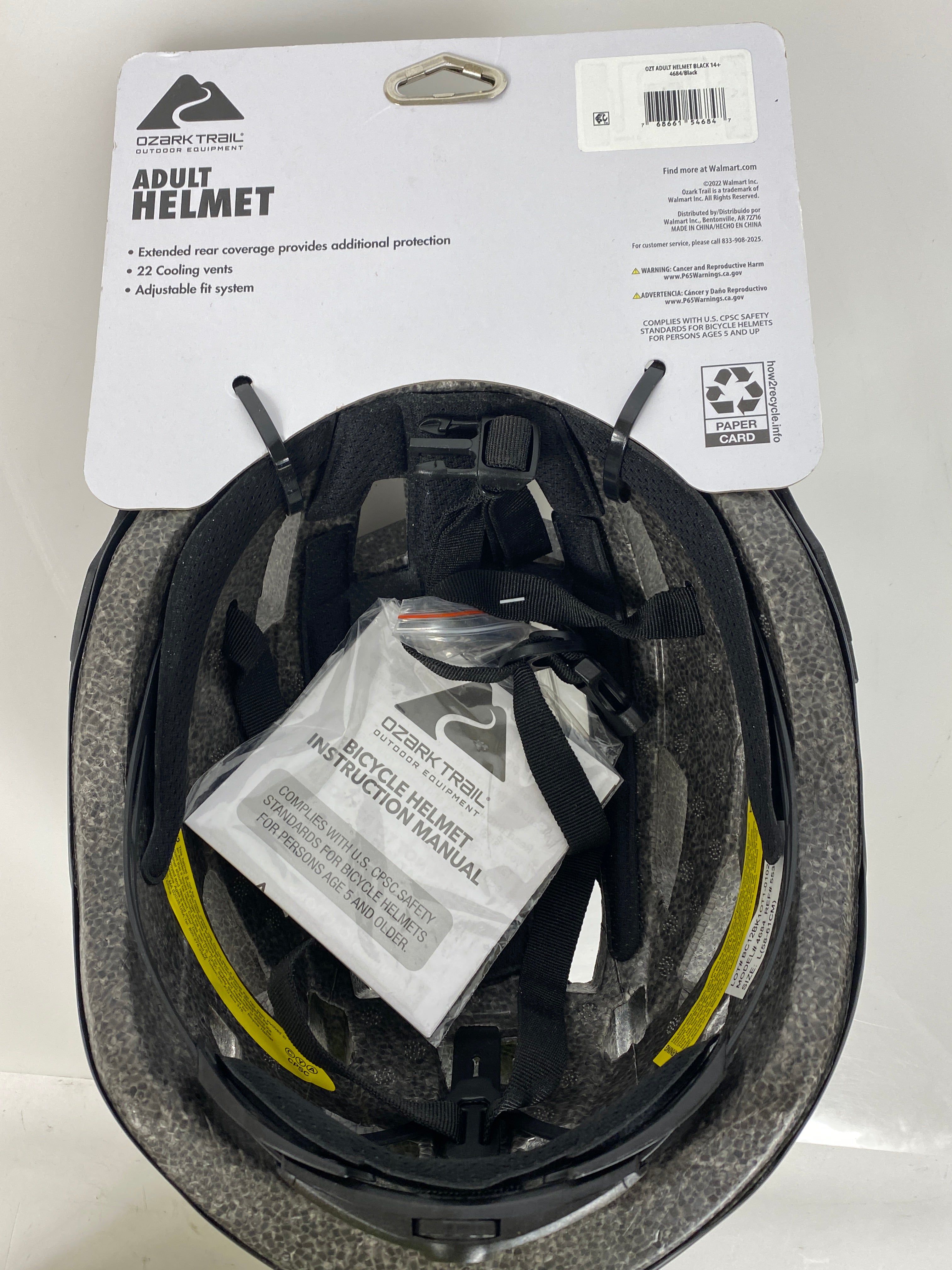 Ozark Trail Adult Large Black Bicycle Helmet