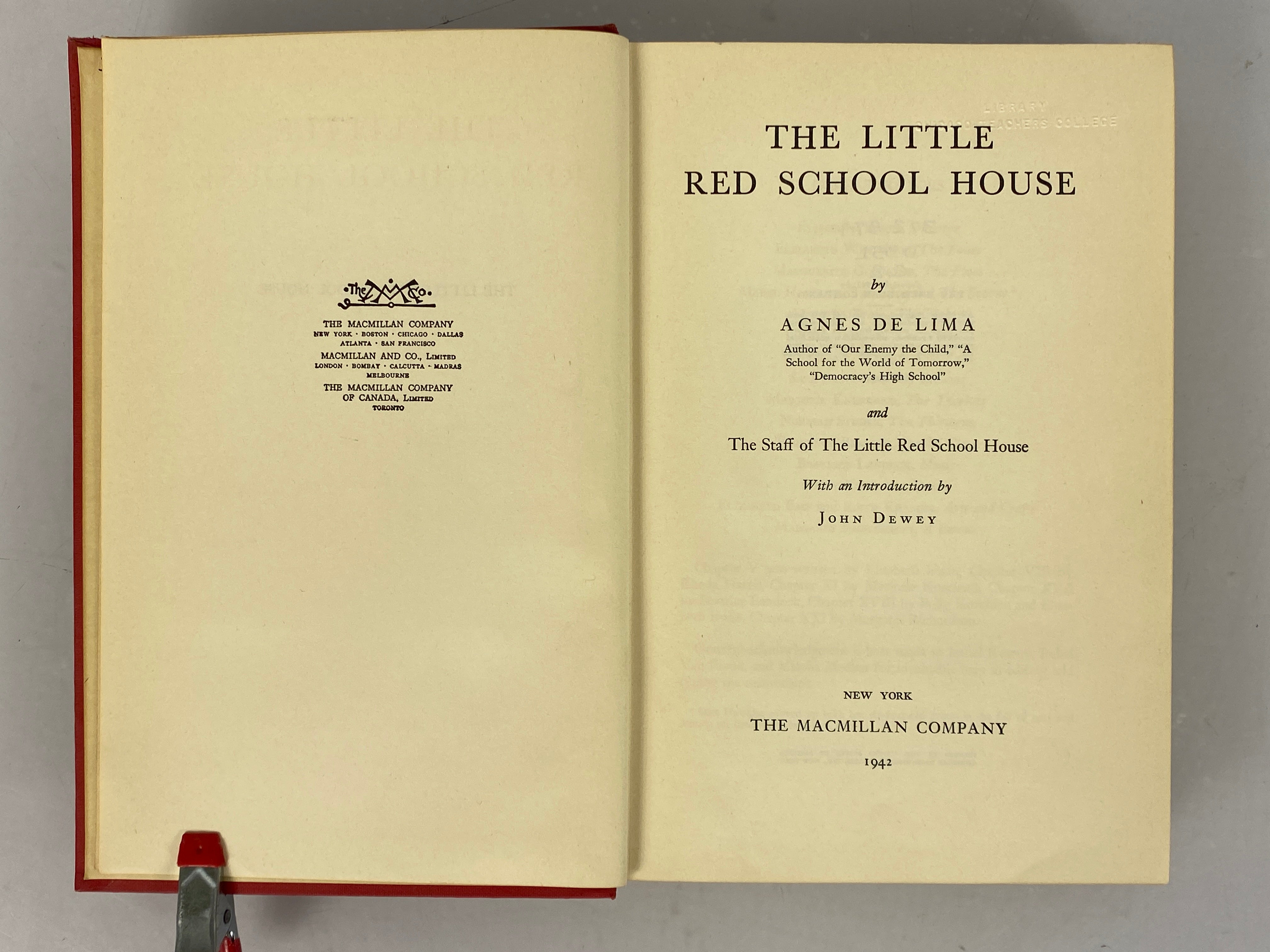 The Little Red School House by Agnes De Lima 1942 Ex-Library HC
