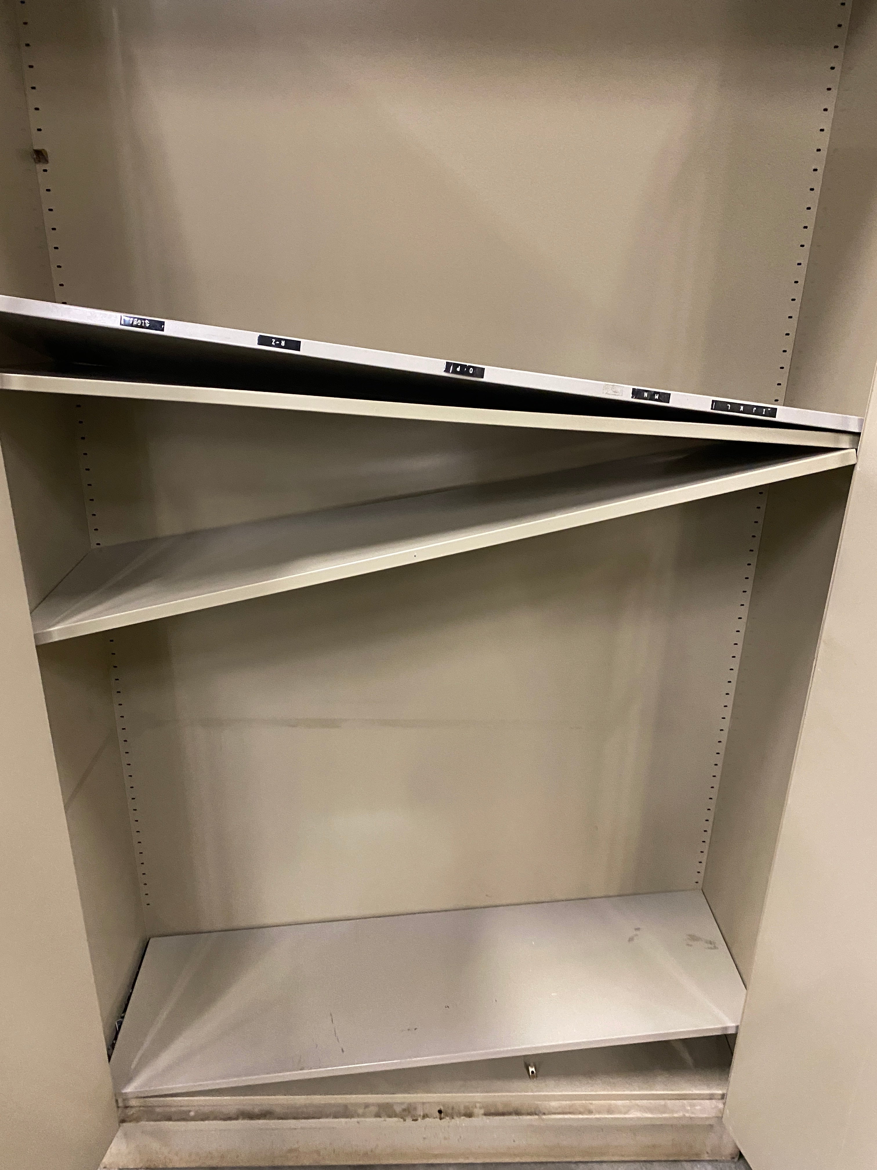 Tan 2 Door Cabinet w/ Adjustable Shelves