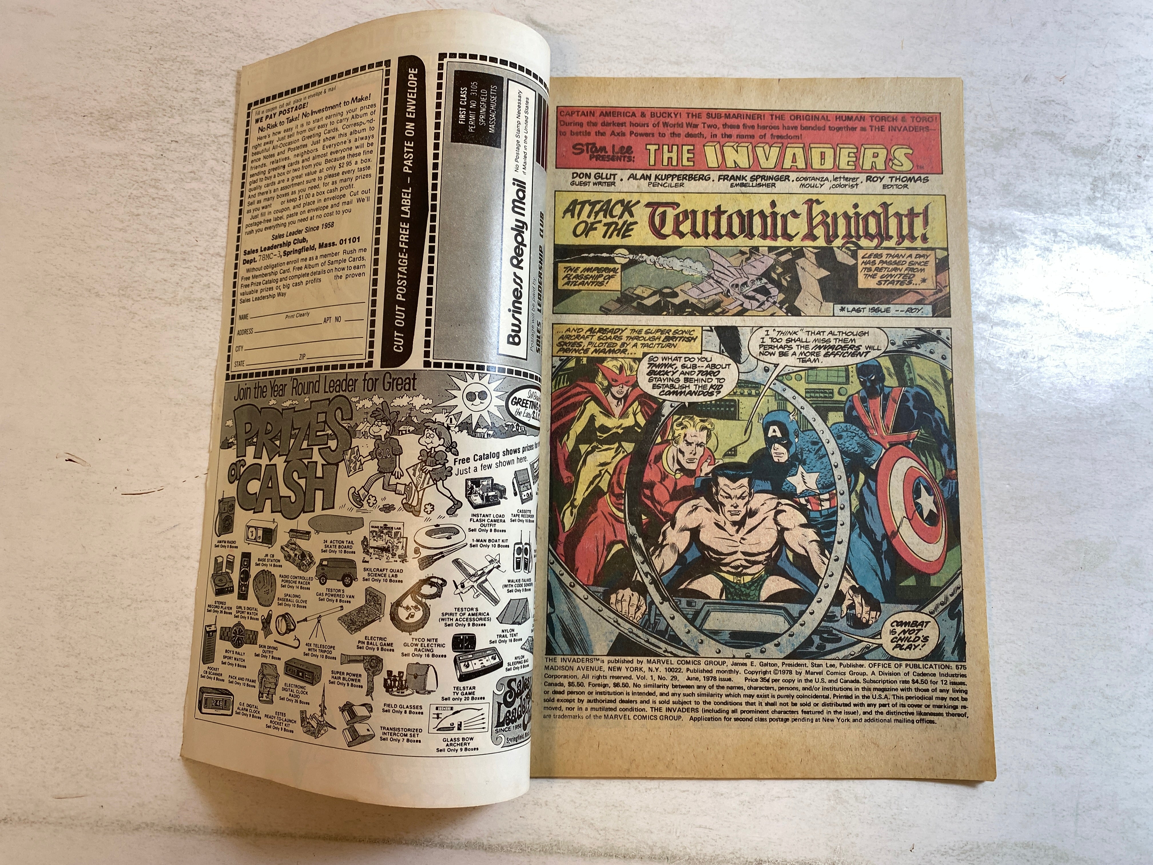 The Invaders #29 Marvel Comic Teutonic Knight 1978