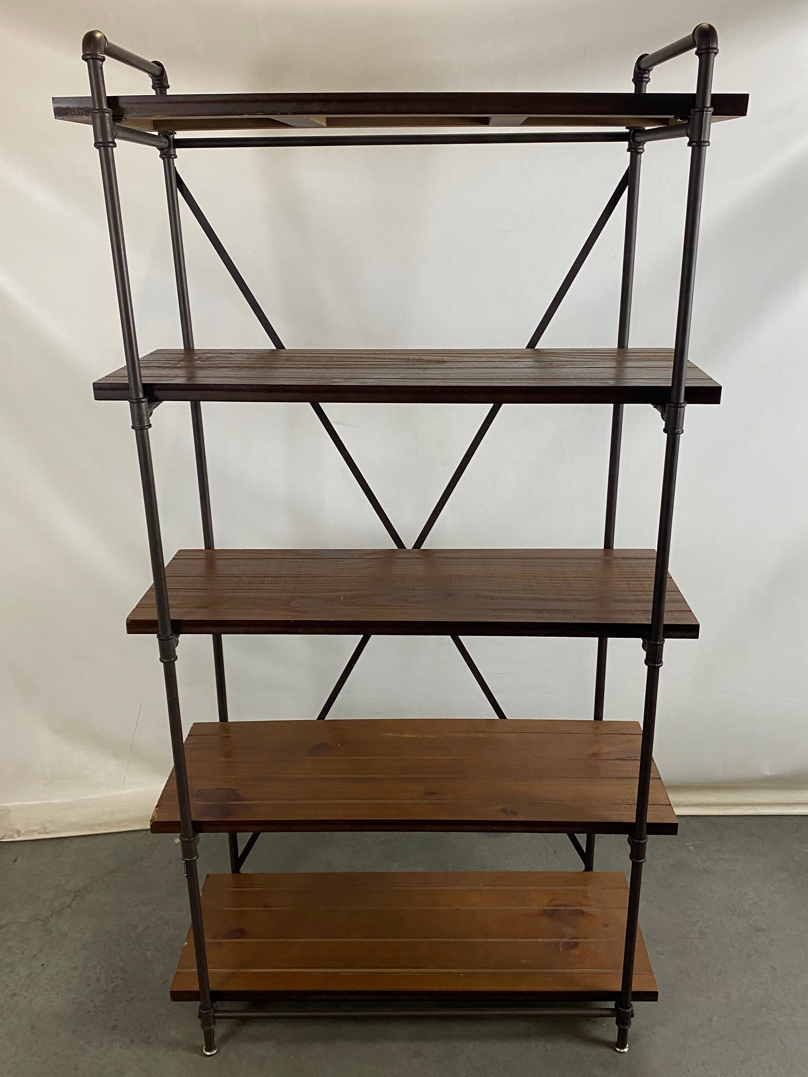 Industrial Style Oak and Metal Shelves