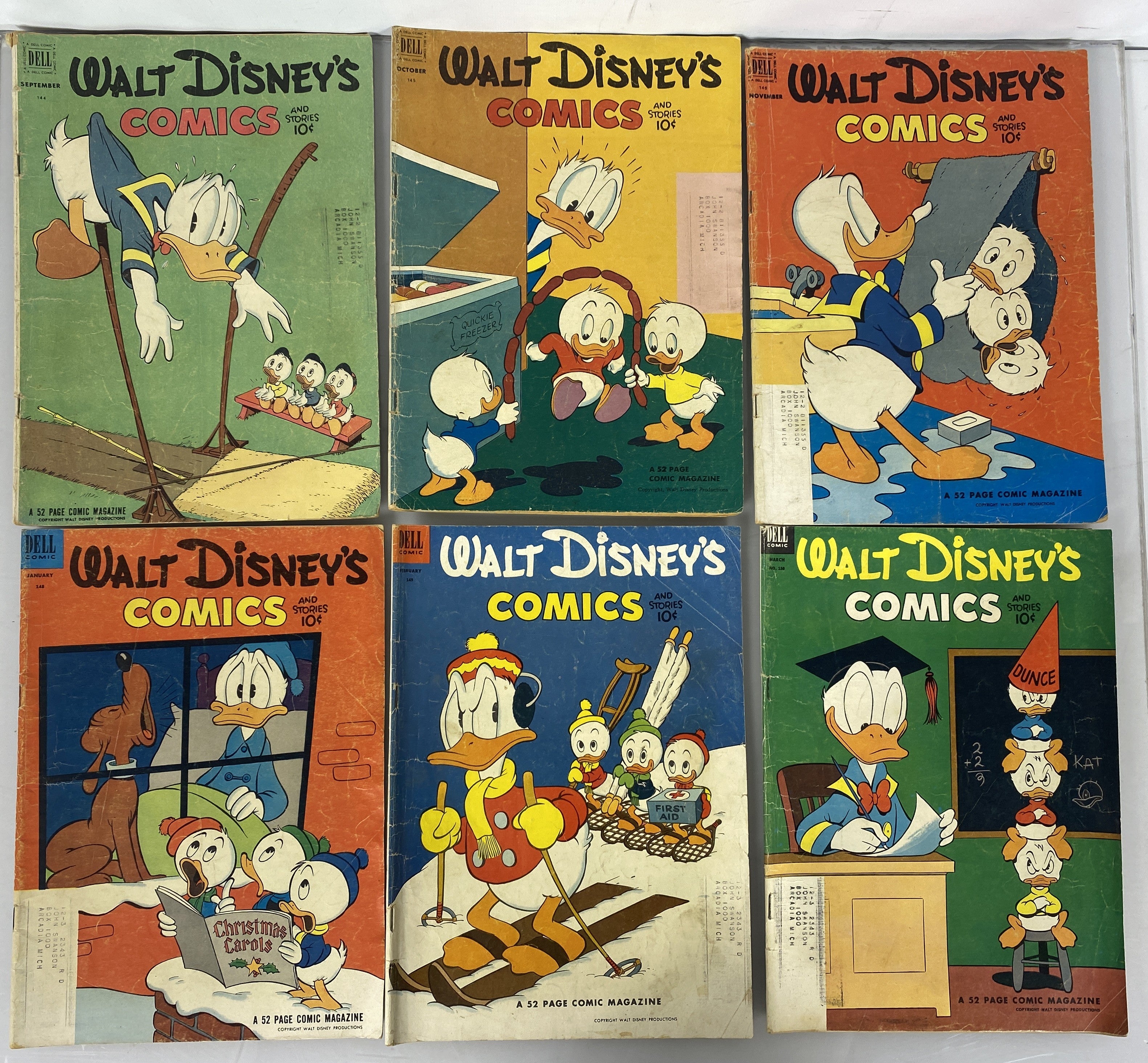 Lot/Run of 24 Walt Disney Comics Dell Low Grade 1949-1953