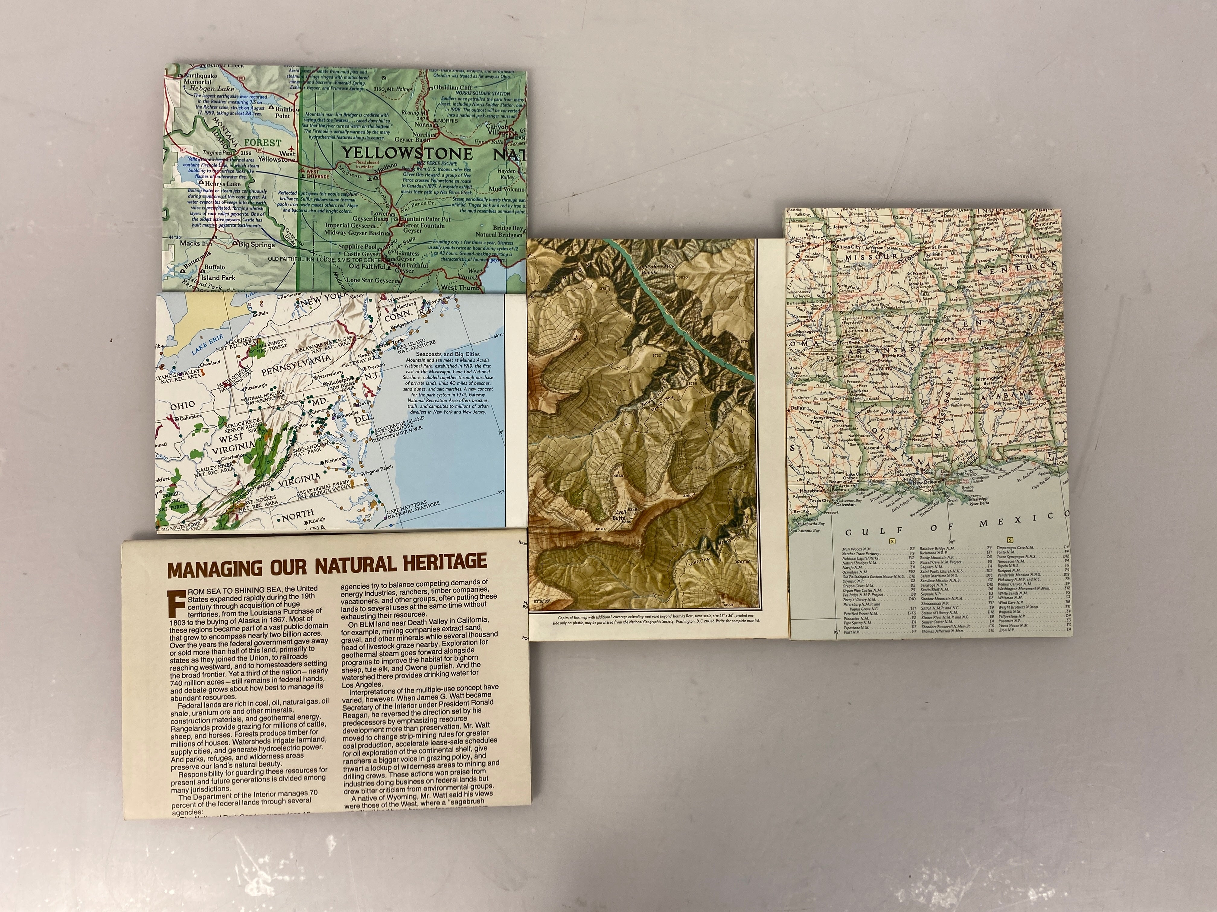 5 Nat Geo Maps: America's Federal Lands/Nat'l Parks & Monuments/Grand Canyon