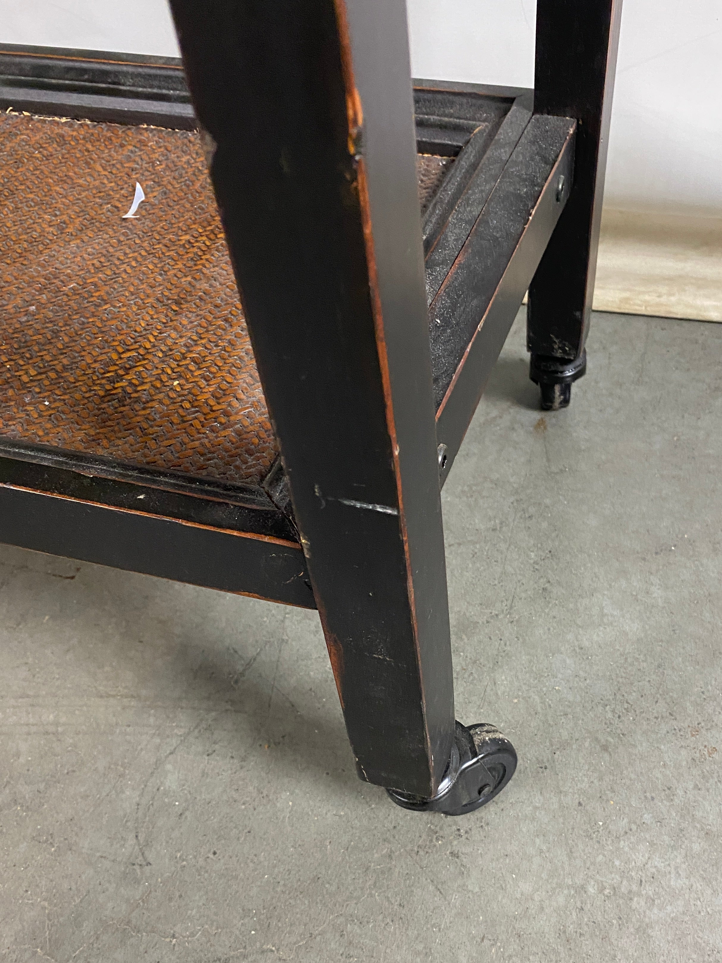Wood and Wicker 2 Drawer Rolling Handled Cart
