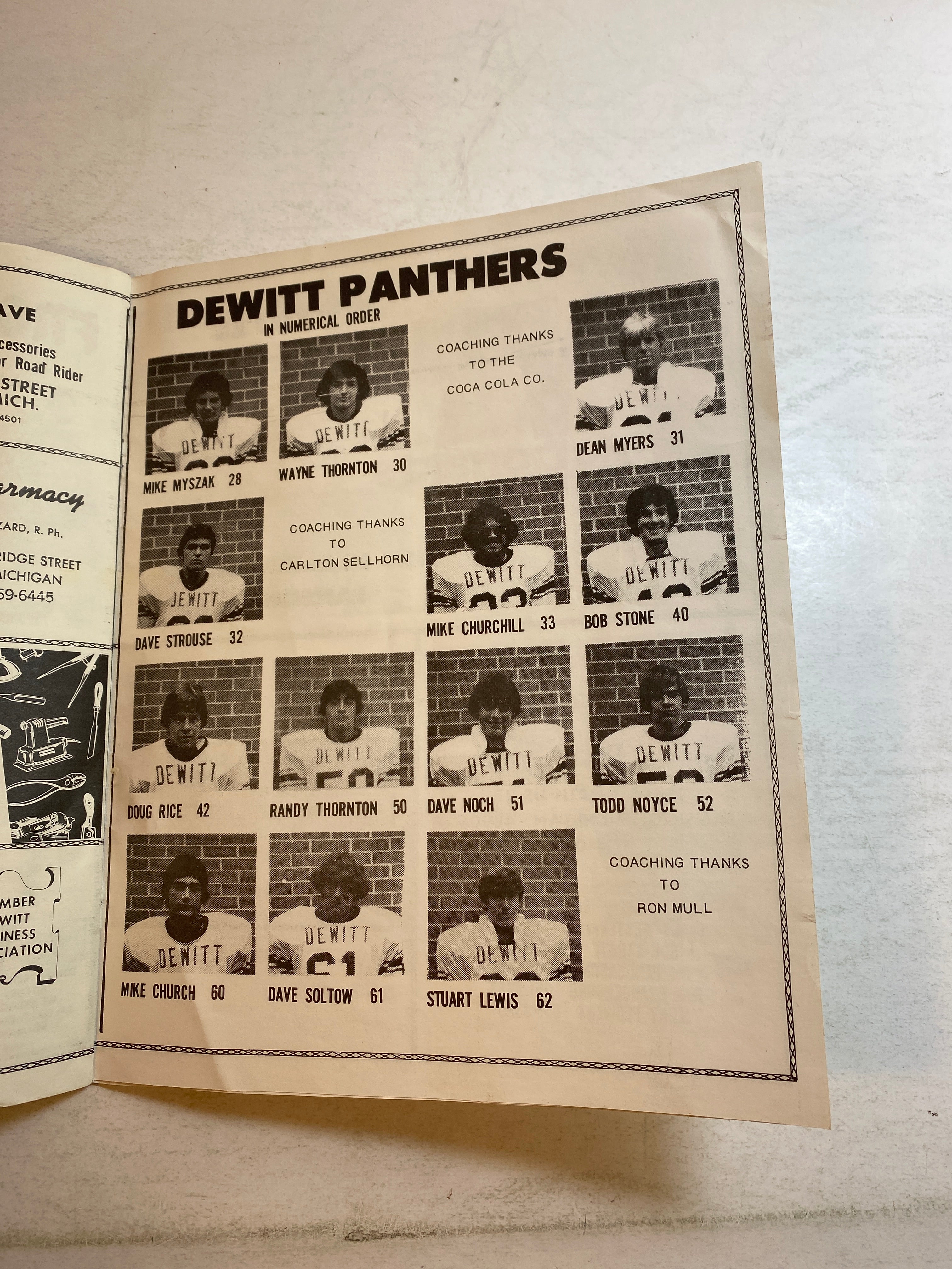 DeWitt Panthers Vs Okemos Chieftains Vintage Football Program 1978