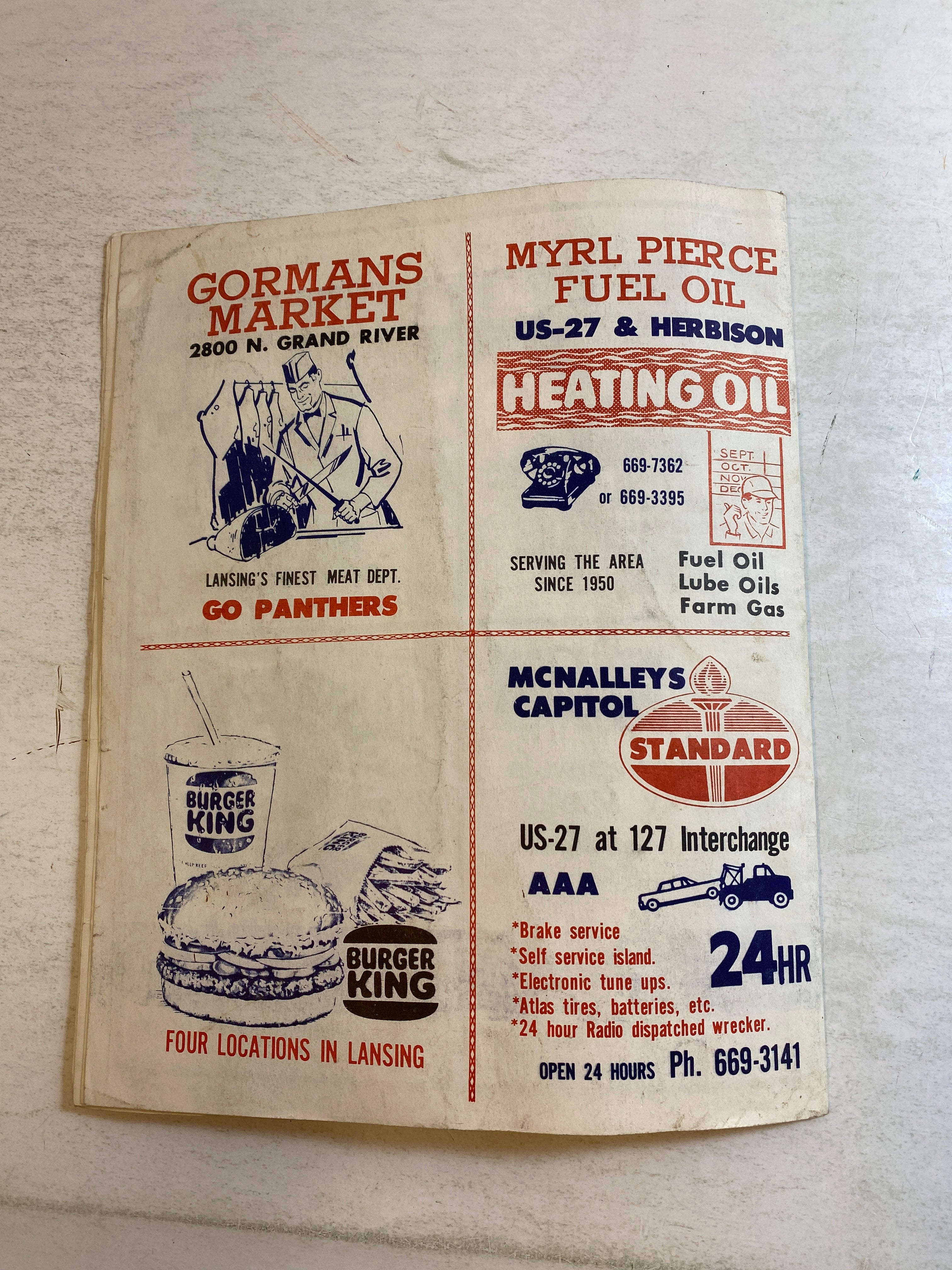 DeWitt Panthers Vs Okemos Chieftains Vintage Football Program 1978