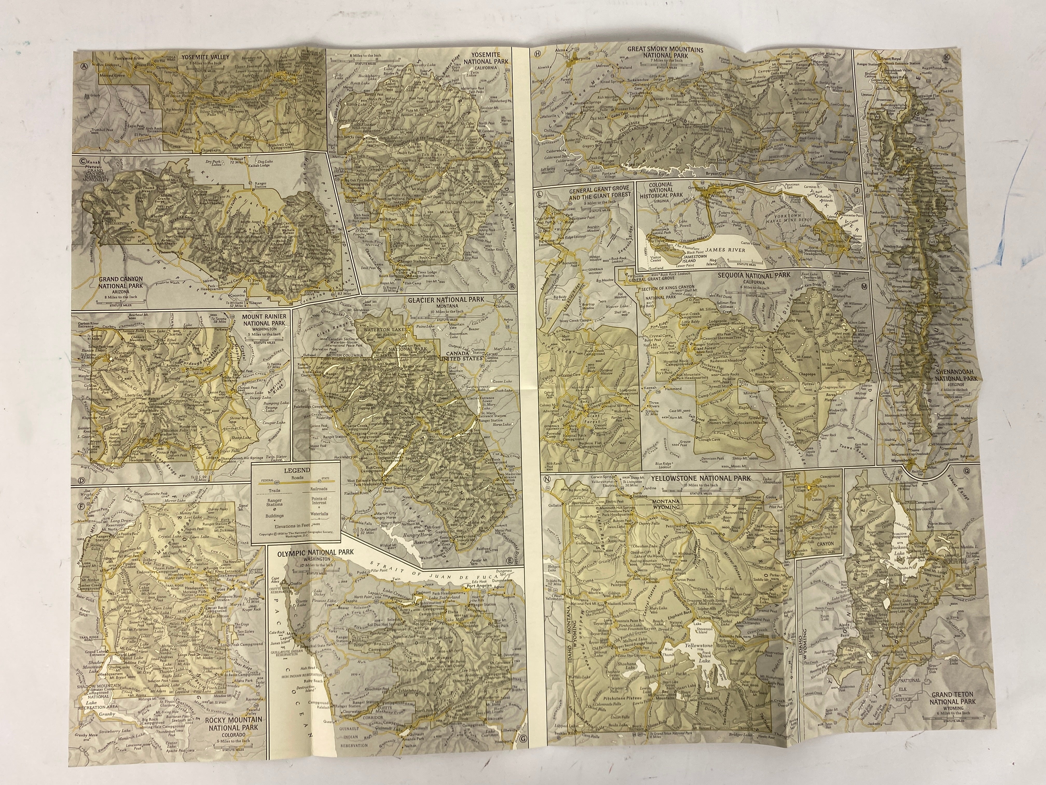 5 Nat Geo Maps: America's Federal Lands/Nat'l Parks & Monuments/Grand Canyon